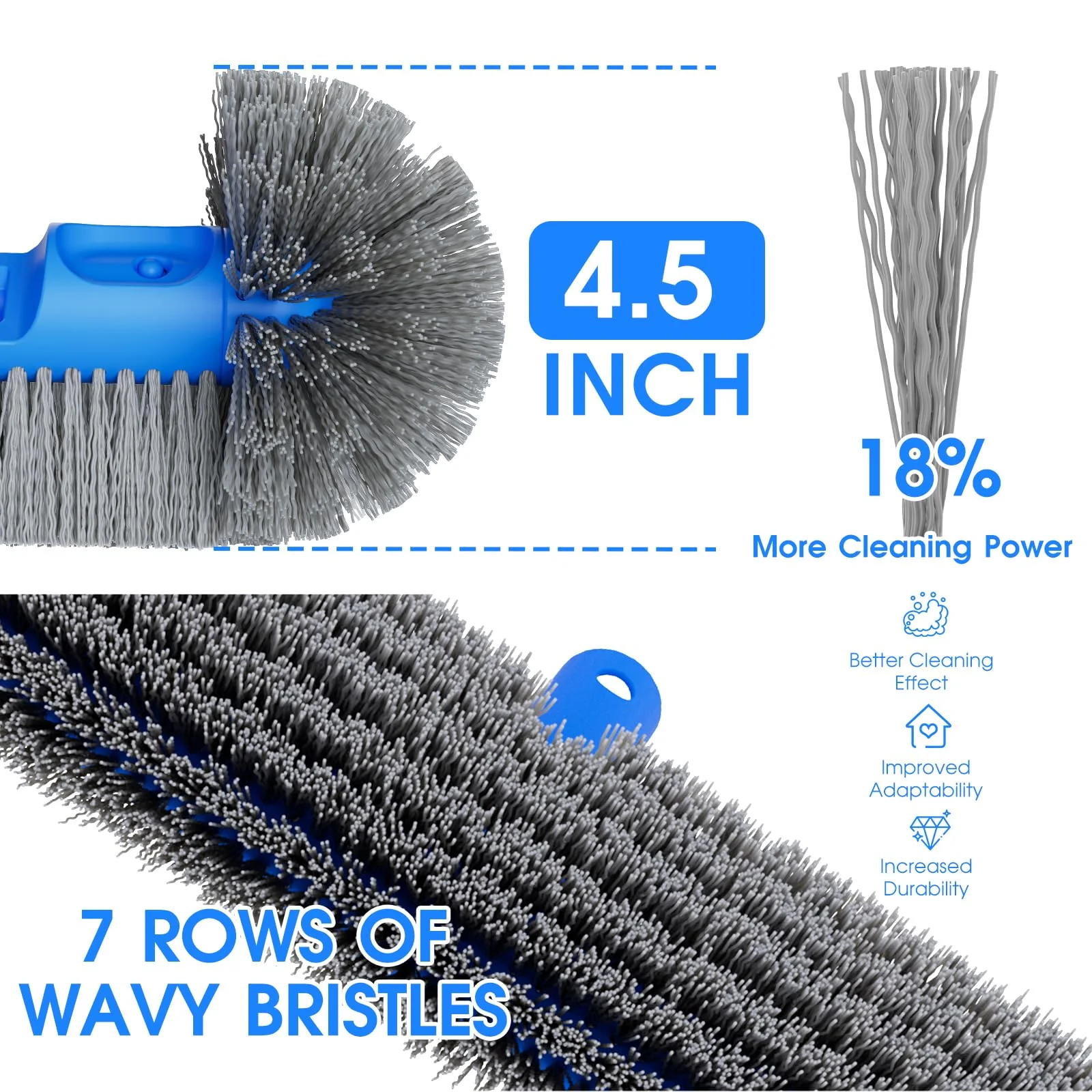TidyMister 3-in-1 Pool Cleaning Kit Full Set - 18in Rounded End Pool Brush & Ergonomic Pool Vacuum Head with Wheels& Pool Nylon Net Fine Mesh for Above Ground In-ground Pools, Spas, Hot Tubs - Image 5