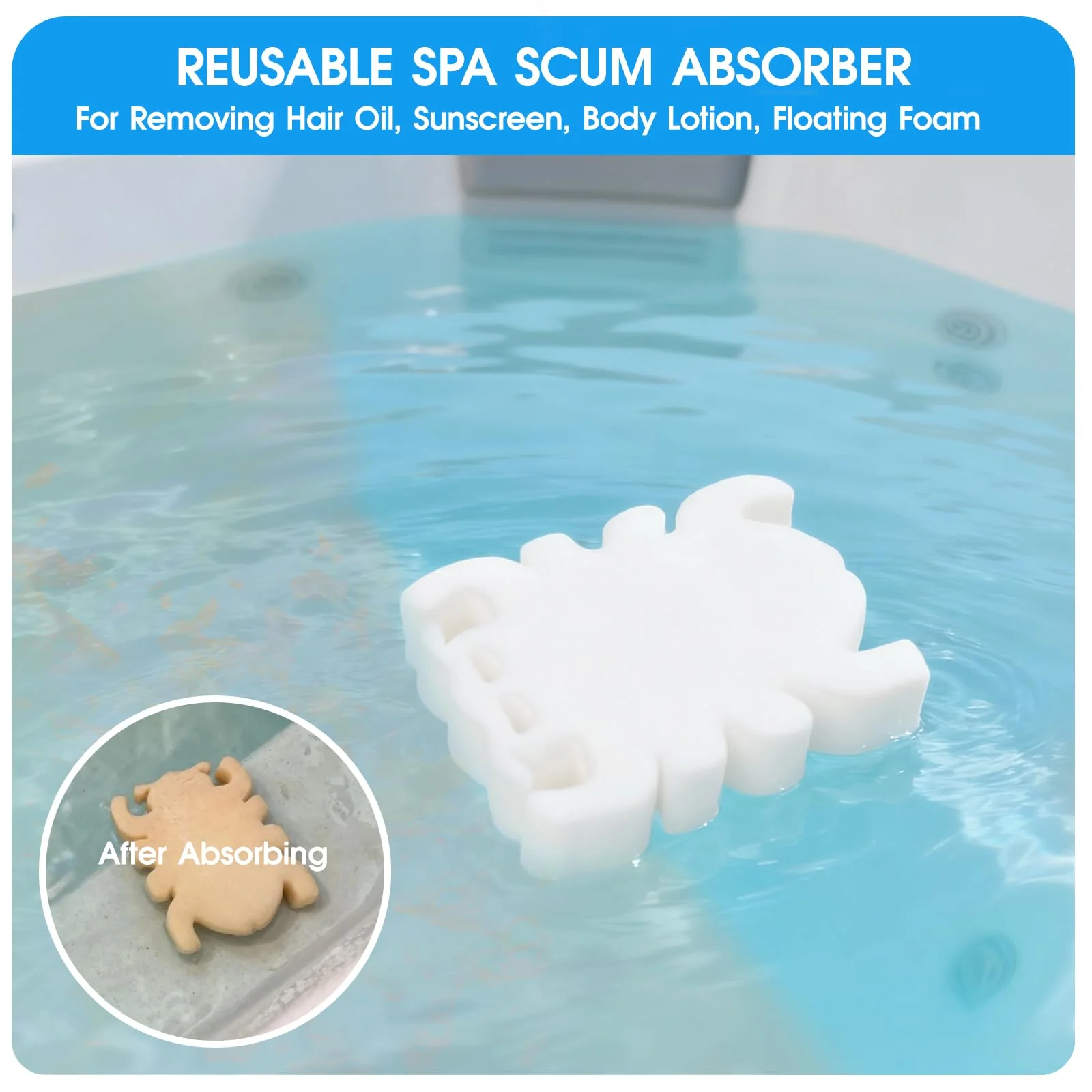 TidyMister 5-in-1 Spa Cleaning Set - Hot Tub Small Pools Maintenance Accessories Kit - Skimmer Net, Round Brush, 2ft Pole, Scrub Glove and Scum Absorber - Image 3