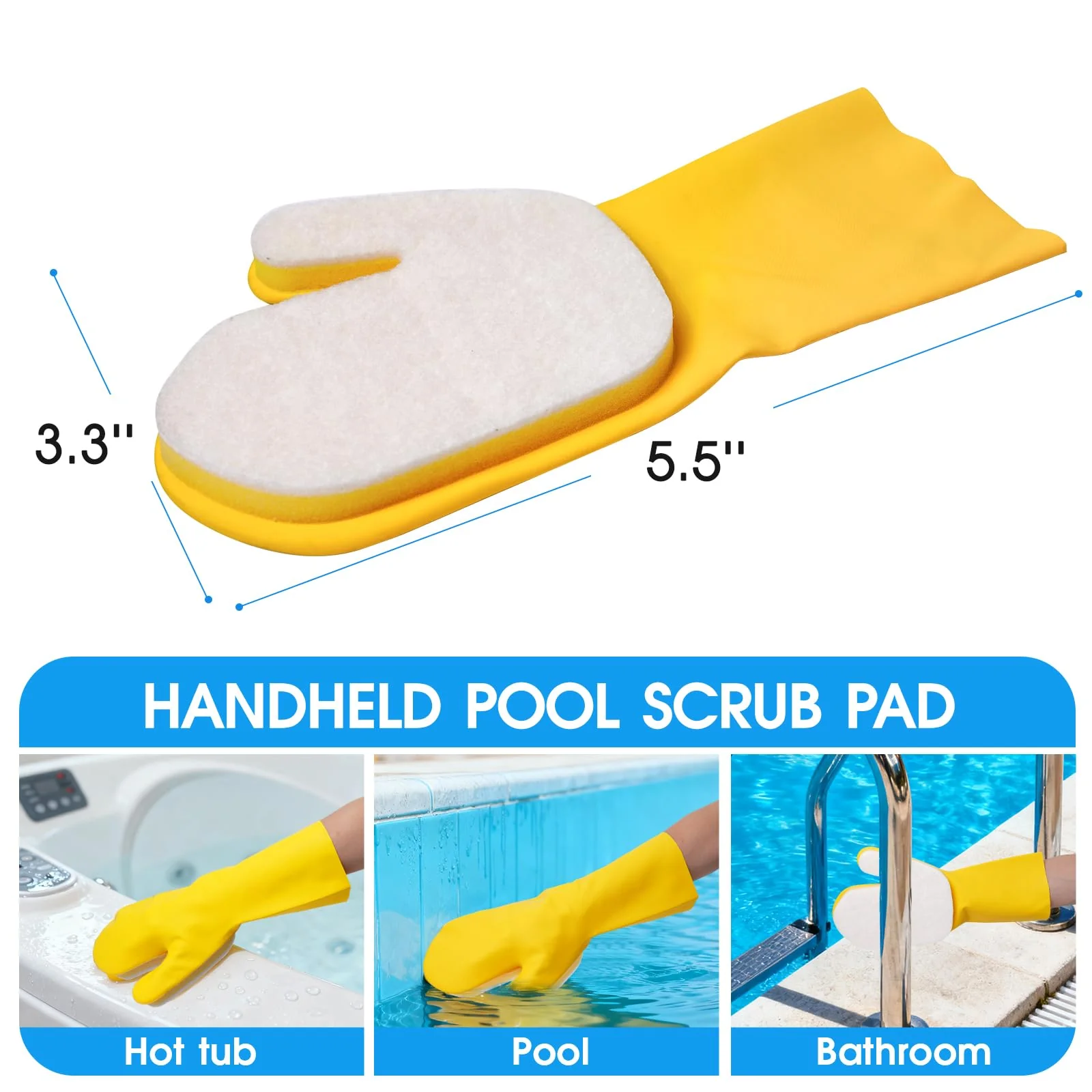 TidyMister 5-in-1 Spa Cleaning Set - Hot Tub Small Pools Maintenance Accessories Kit - Skimmer Net, Round Brush, 2ft Pole, Scrub Glove and Scum Absorber - Image 4