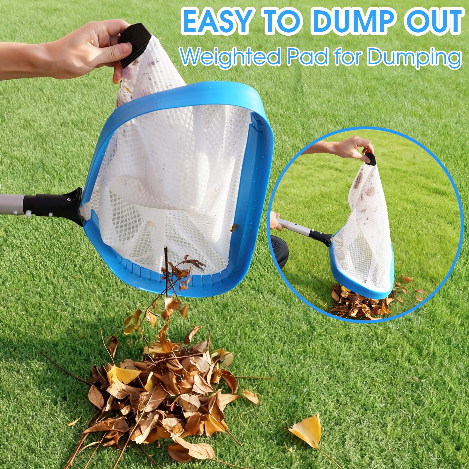 TidyMister New Diamond Netting Double-Layer Pool Net 18'' Heavy Duty Leaf Rake Pool Skimmer Net for Above Ground & Inground Pools Cleaning - Image 2