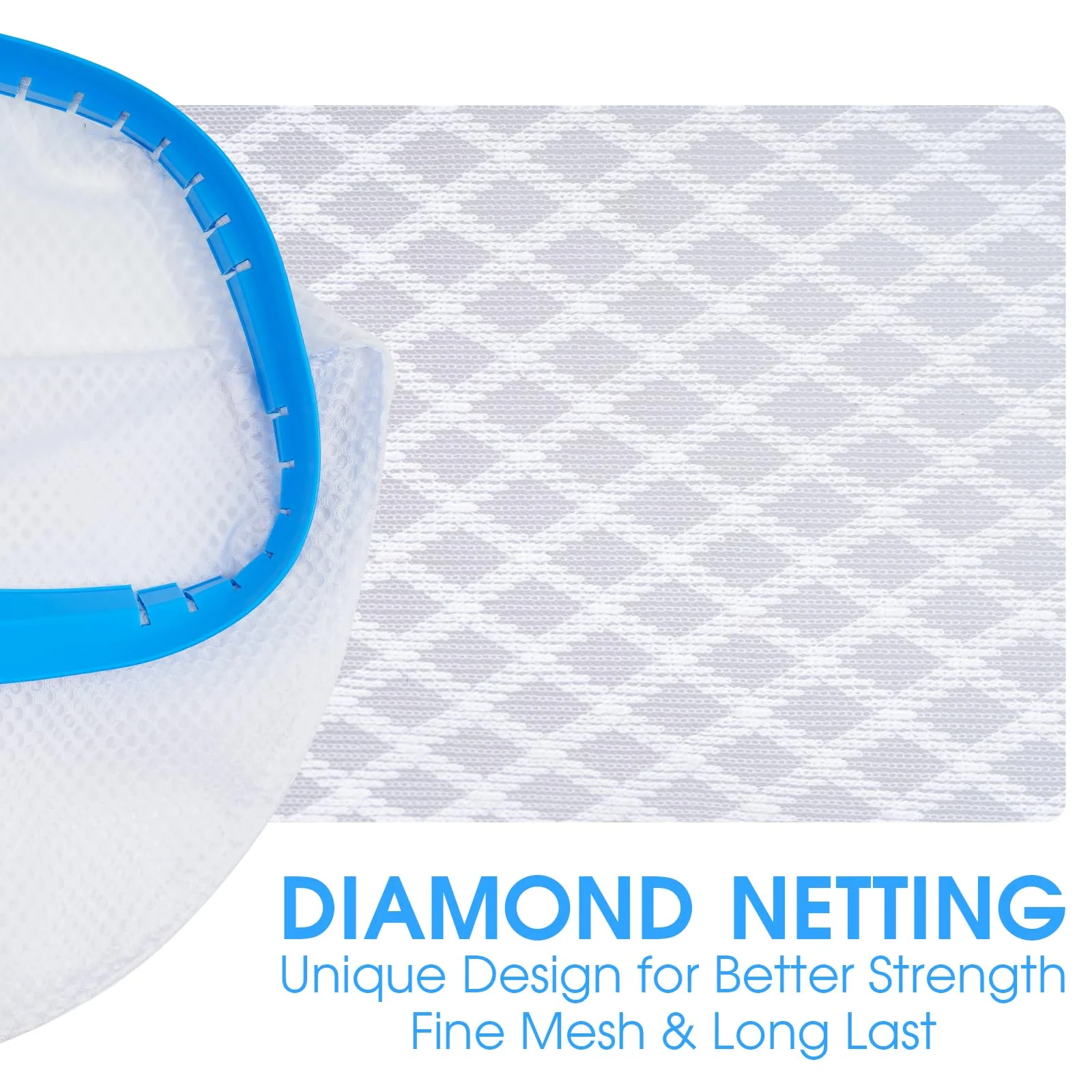 TidyMister New Diamond Netting Double-Layer Pool Net 18'' Heavy Duty Leaf Rake Pool Skimmer Net for Above Ground & Inground Pools Cleaning - Image 6