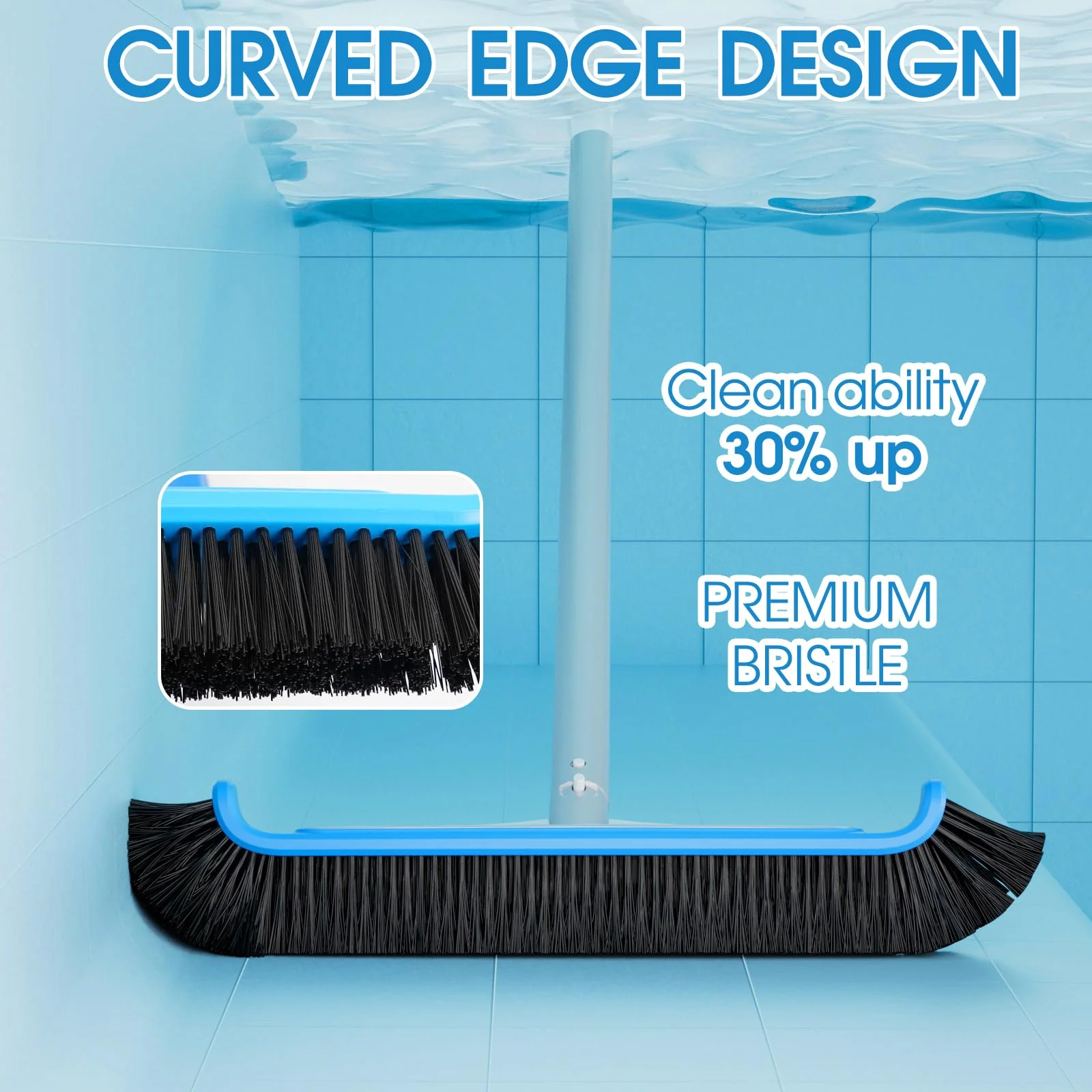 TidyMister Pool Brush 17.5'' Heavy Duty Swimming Pool Brushes for Cleaning Pool Walls & Tiles & Floors & Corners Scrub Brush Head Reinforced Aluminum Back (Pole Not Included) - Image 6