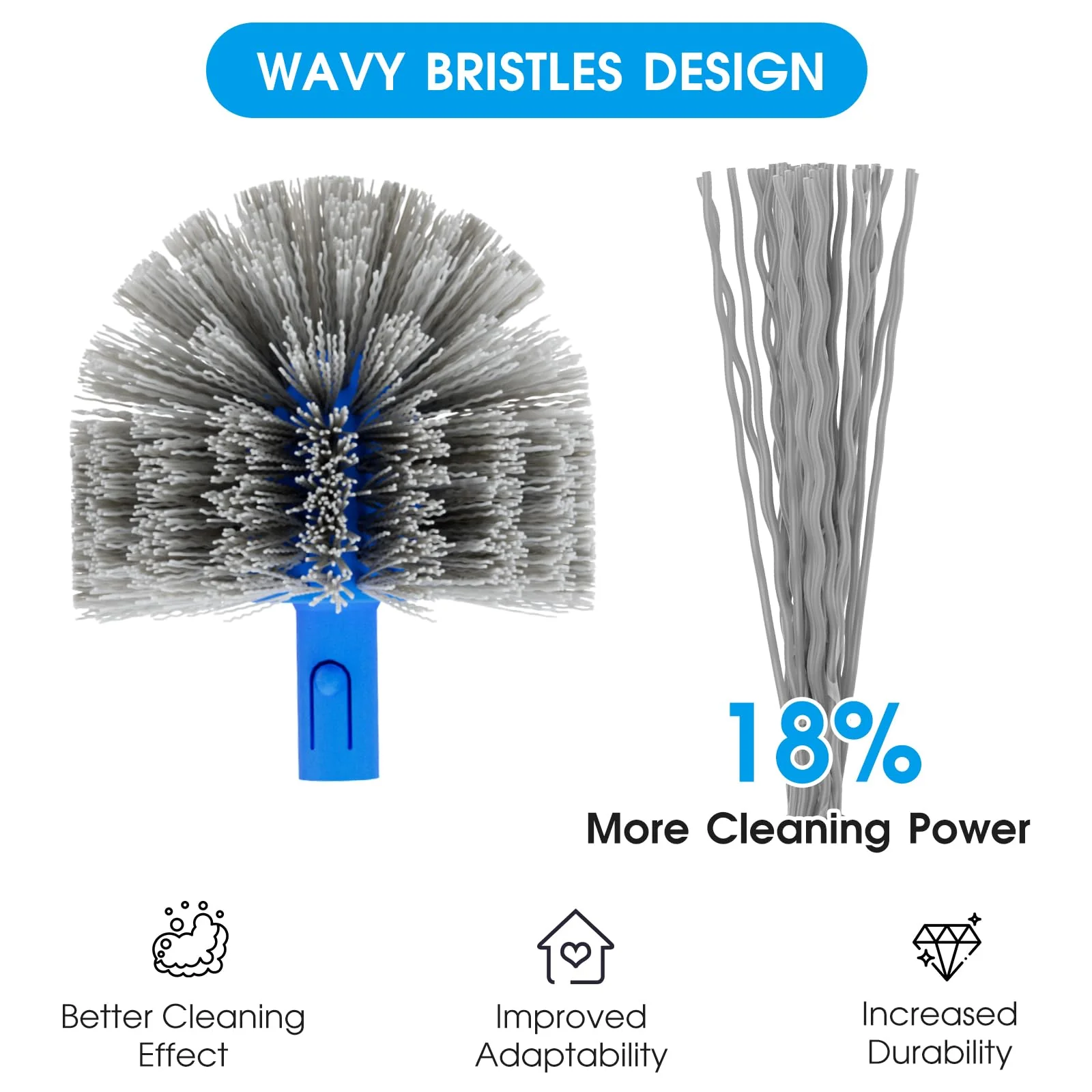 TidyMister Pool Brush Set - 20’’ 2-in-1 Detachable Round Brush with Extra Side Brush for Cleaning Hard-to-Reach Corners, 9 FT Aluminum Extended Pool Pole with Hidden Hook Retriever - Image 6