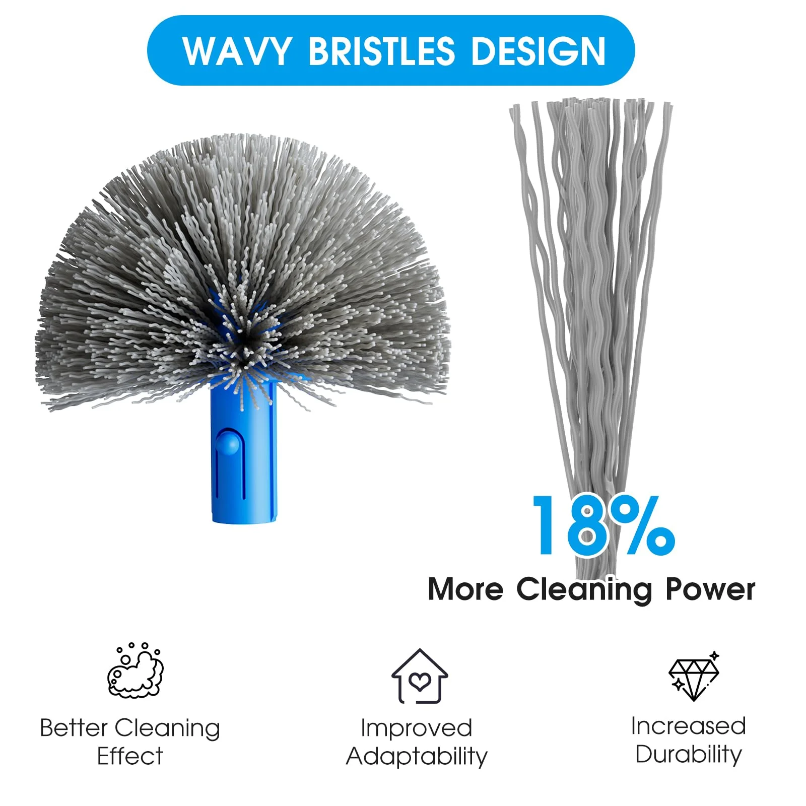 TidyMister Pool Cleaning Kit Full Set - 17.5'' Self-Repair Pool Nylon Net Ultra Fine Mesh & 17.5'' Detachable Round End Pool Brush & 10 Ft Pool Pole with Hook, for Above Ground In-ground Pools, Spas - Image 5