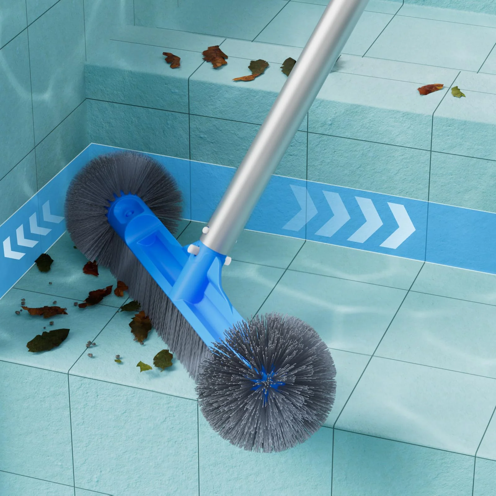 TidyMister Pool Cleaning Kit Full Set - 17.5'' Self-Repair Pool Nylon Net Ultra Fine Mesh & 17.5'' Detachable Round End Pool Brush & 10 Ft Pool Pole with Hook, for Above Ground In-ground Pools, Spas - Image 6