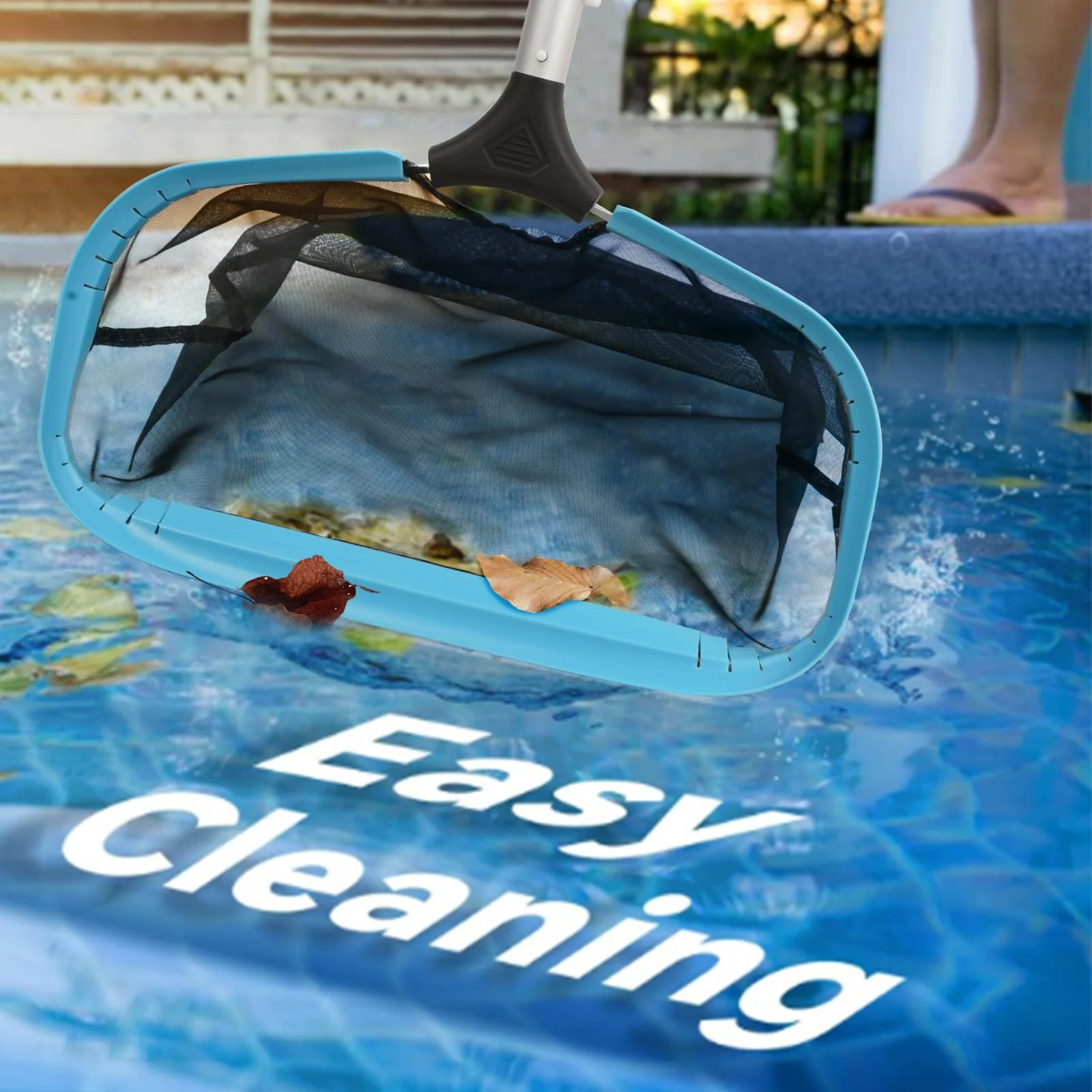 TidyMister Self-Repair Heavy Duty Pool Net, Upgrade Reinforced Handle, Pool Cleaning Skimmer Net with Nylon Fine Mesh Net, Thick Aluminum Frame, Deep Trash Bag for Above Ground & Inground Pools - Image 2