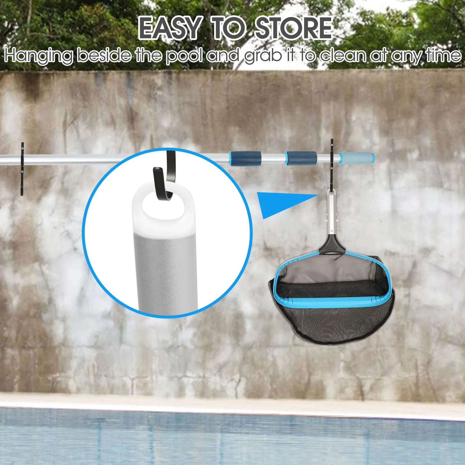 TidyMister Self-Repair Heavy Duty Pool Net, Upgrade Reinforced Handle, Pool Cleaning Skimmer Net with Nylon Fine Mesh Net, Thick Aluminum Frame, Deep Trash Bag for Above Ground & Inground Pools - Image 3