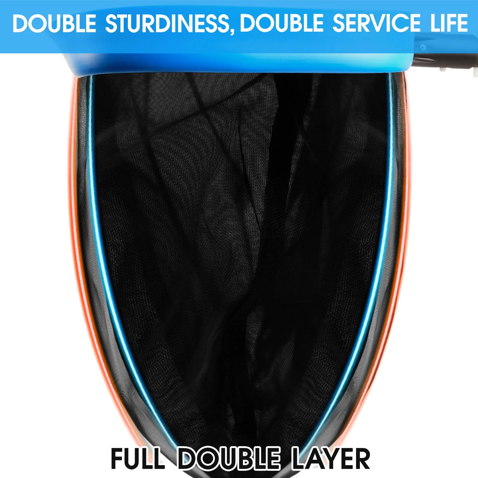 TidyMister Upgraded Full Double Layer Pool Net Rake,17.5'' - Outer Heavy Duty Self-Repair Net & Inner Fine Mesh Net for Particle Debris, Above Ground & In-ground Swimming Pools, No Poles - Image 5