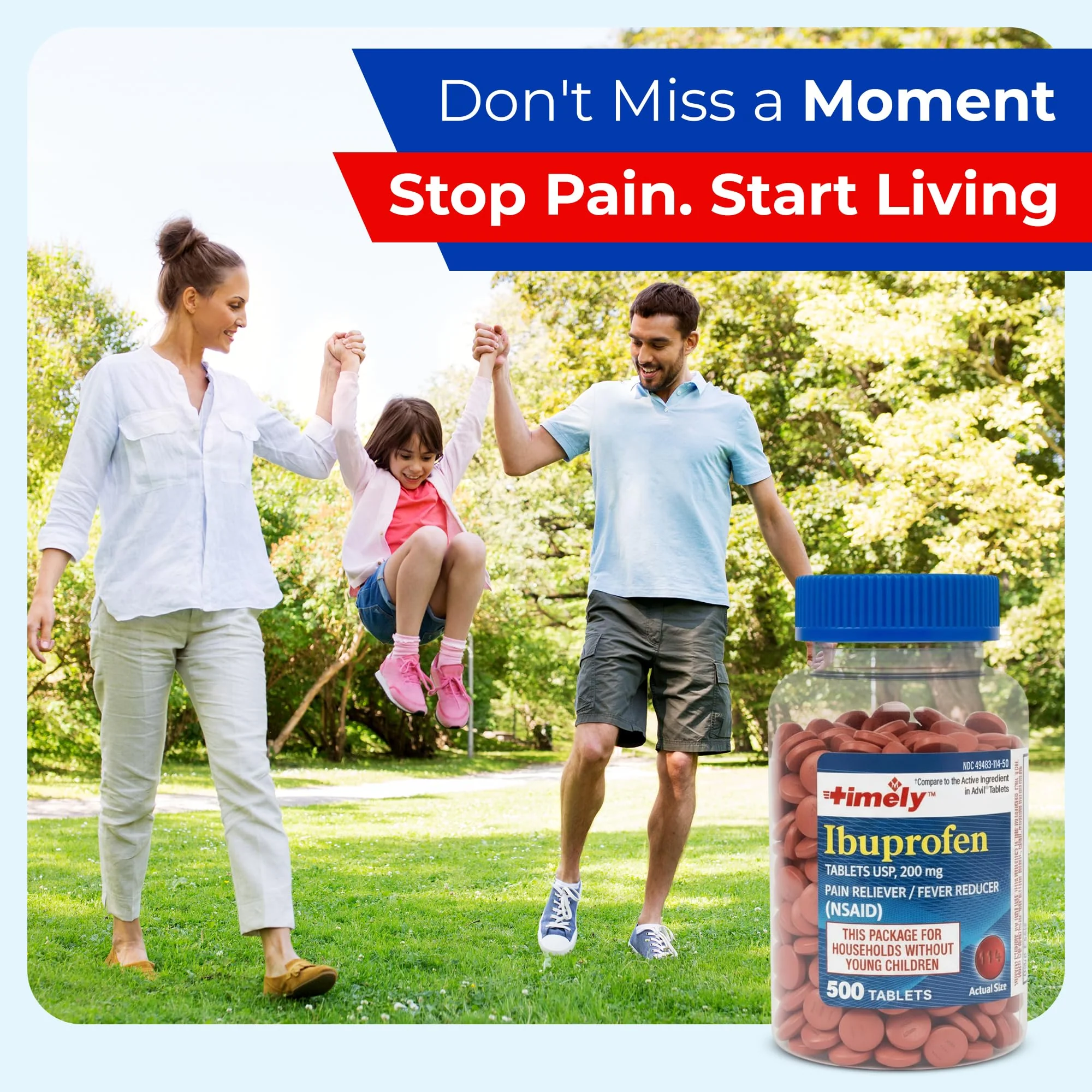 TIME-Cap Labs 500 Tablets Ibuprofen 200mg Coated - Pain Reliever & Fever Reducer (NSAID) for Adults, Helps with Headache, Back Pain, Muscle Aches, Toothaches, Menstrual Cramps & Minor Arthritis Pain - Image 6
