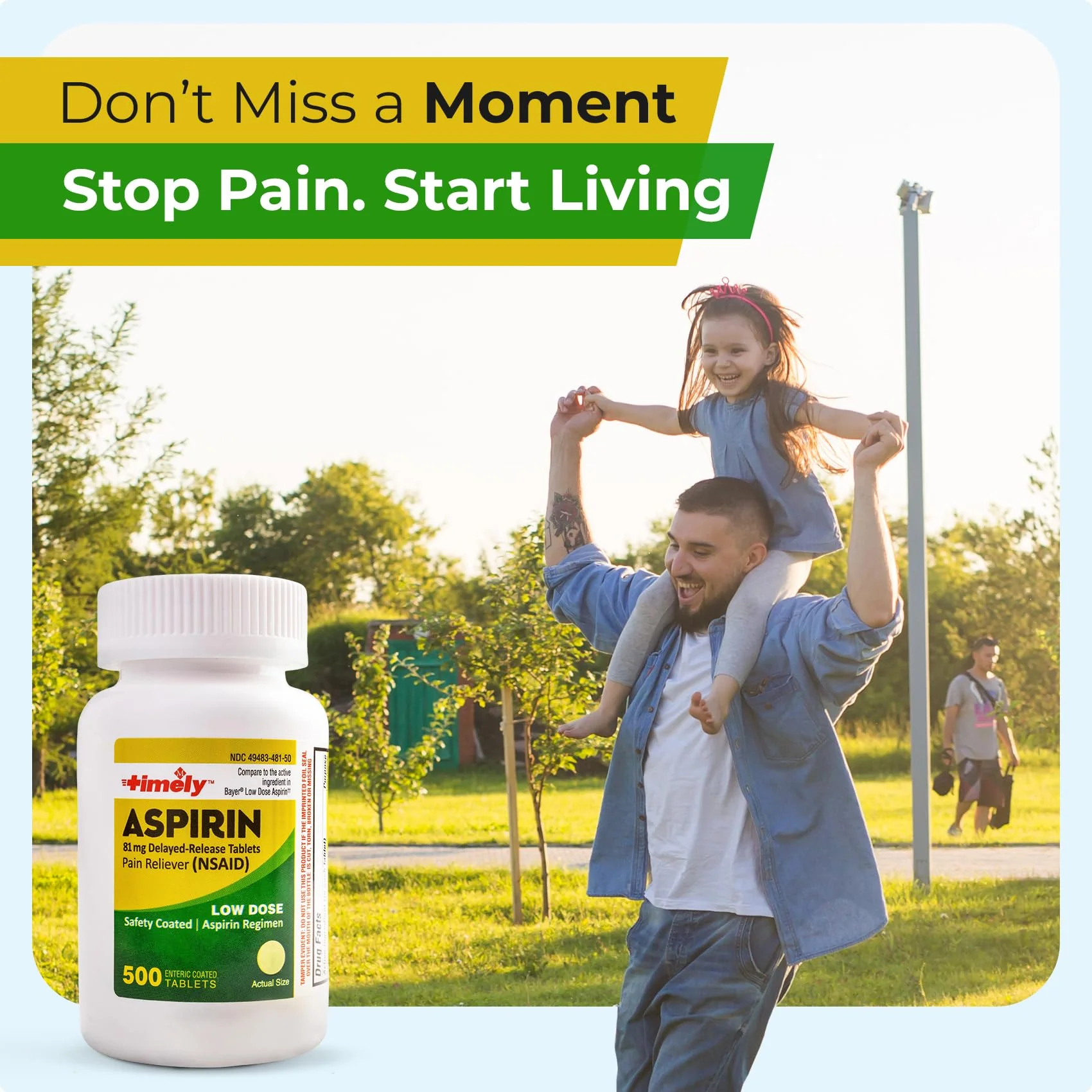 TIME-Cap Labs 500 Tablets Low Dose Aspirin 81mg Enteric Coated - NSAID Pain Reliever & Fever Reducer for Adults, Helps with Minor Aches, Headaches, Muscle Pain, Toothaches, and Joint Discomfort - Image 7