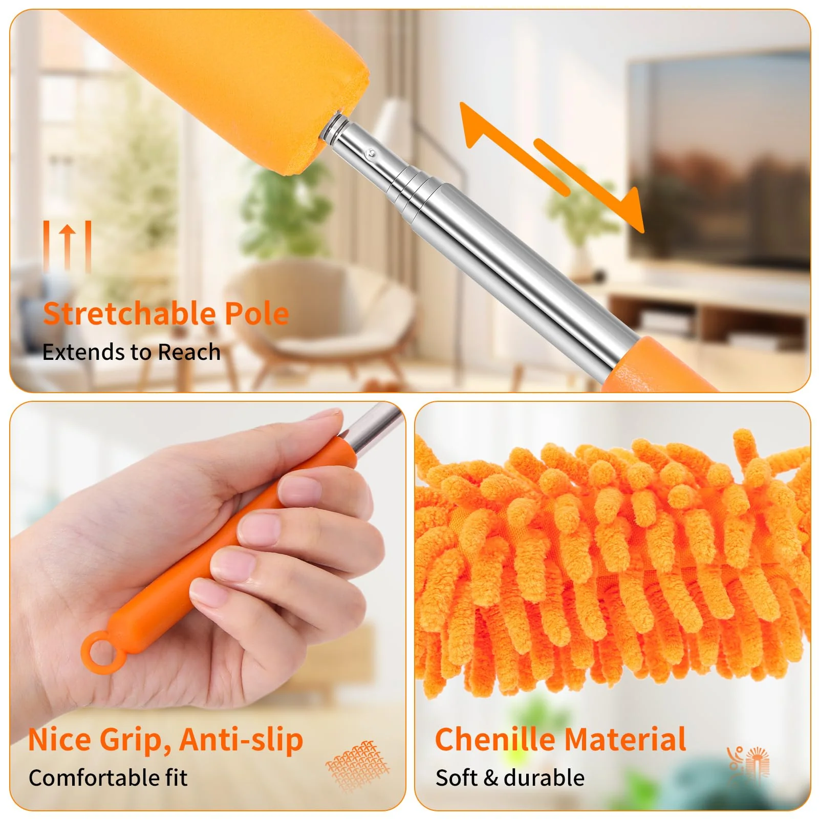 TIMIVO Mini Duster for Cleaning, 360° Bendable Hand Dusters with Extension Pole, Washable Small Duster for Car Interior, Office, Furniture - Image 3