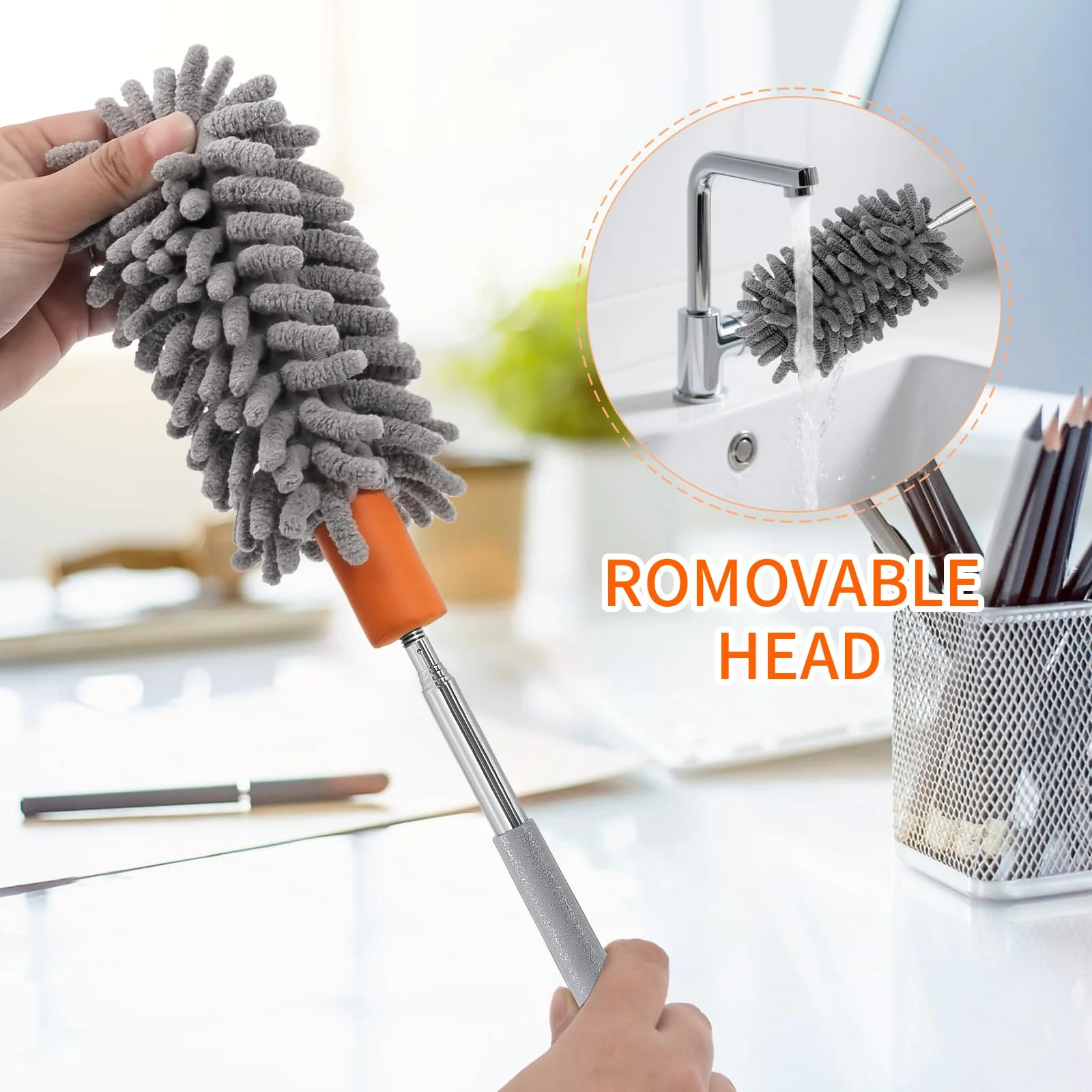TIMIVO Mini Duster for Cleaning, 360° Bendable Hand Dusters with Extension Pole, Washable Small Duster for Car Interior, Office, Furniture - Image 4