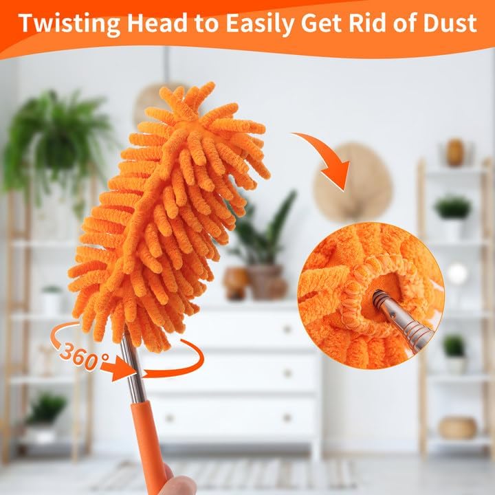 TIMIVO Mini Duster for Cleaning, 360° Bendable Hand Dusters with Extension Pole, Washable Small Duster for Car Interior, Office, Furniture - Image 7