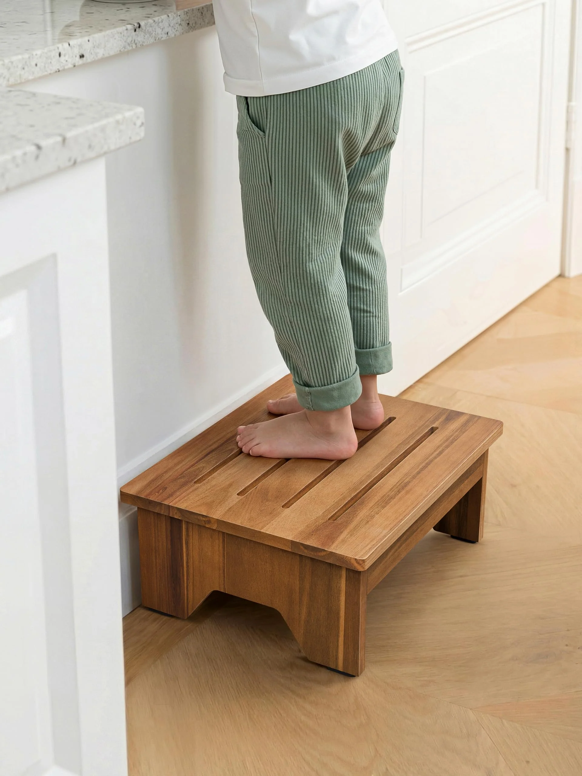 TINAMO 6.5” Acacia Wood Step Stool, Small Step Stool - 500LBS Weight Capacity Bed Steps for High Beds for Adults - Wood Step Stool, Wooden Stools for Outdoor - for All Ages, No Assembly Required - Image 6