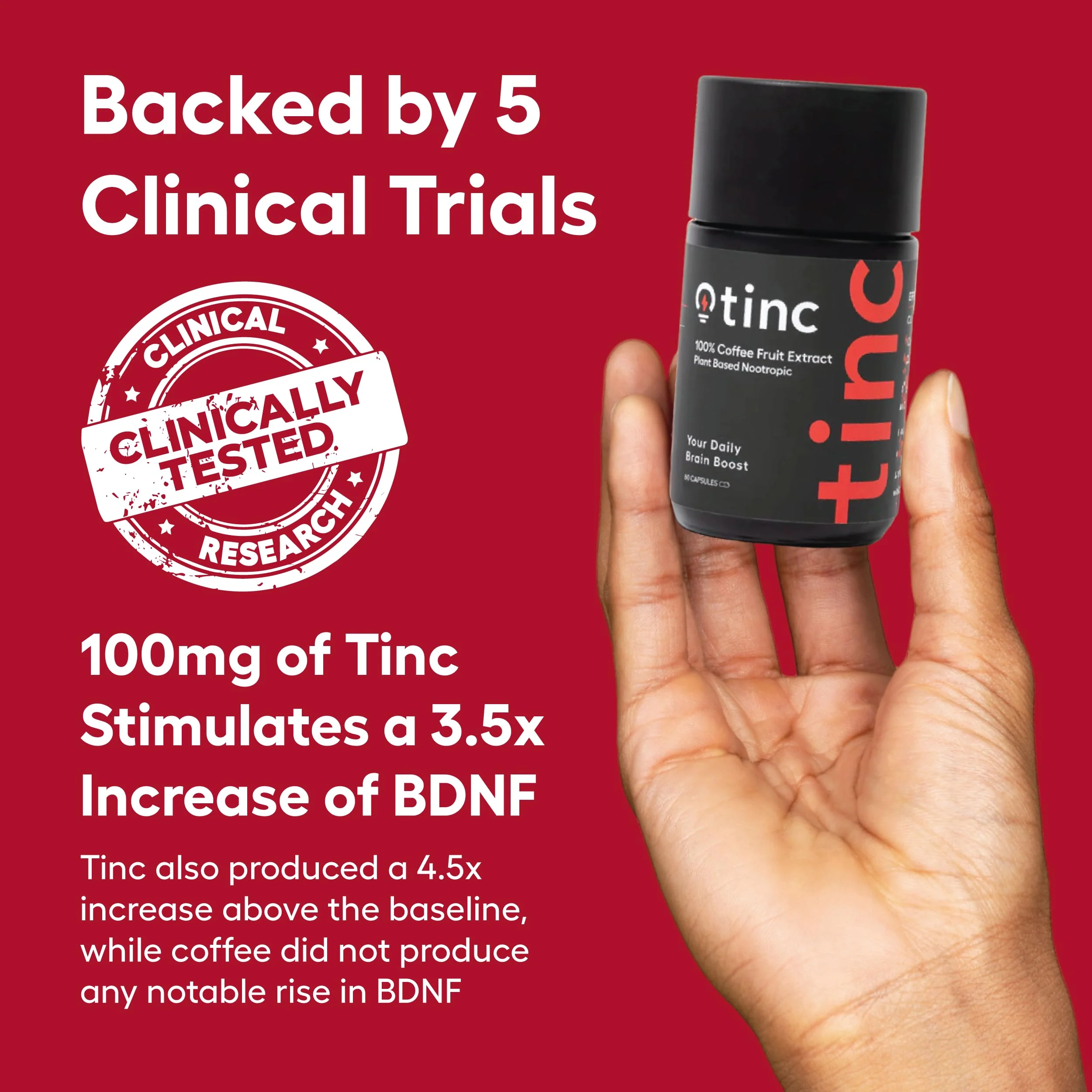 Tinc Extra Strength Brain Supplements for Memory and Focus, Healthy, for Mental Clarity & Concentration, Cognitive Support & Alertness (60 Capsules)