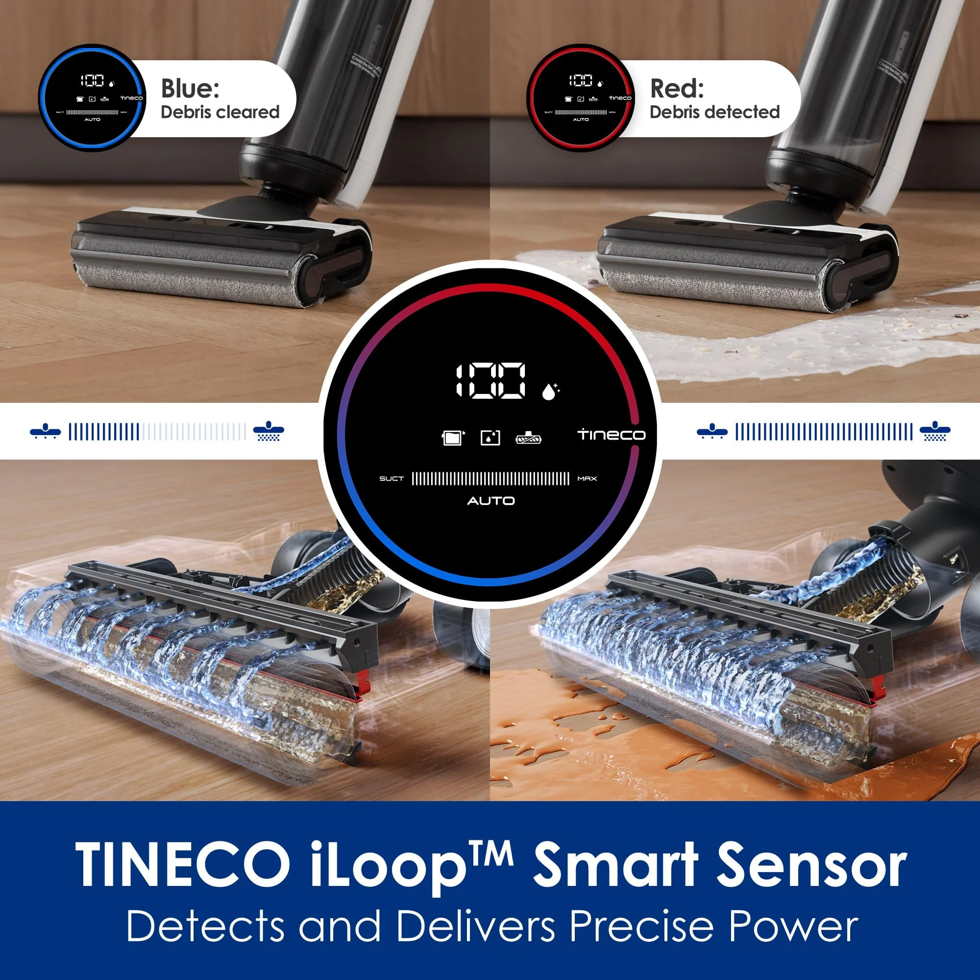 Tineco Floor ONE S5 PRO 2 Cordless Wet Dry Vacuum Smart Hardwood Floor Cleaner Machine, One-Step Cleaning Mop for Sticky Messes and Pet Hair, LCD Display, APP, Voice Guide with Ultra Mode - Image 4