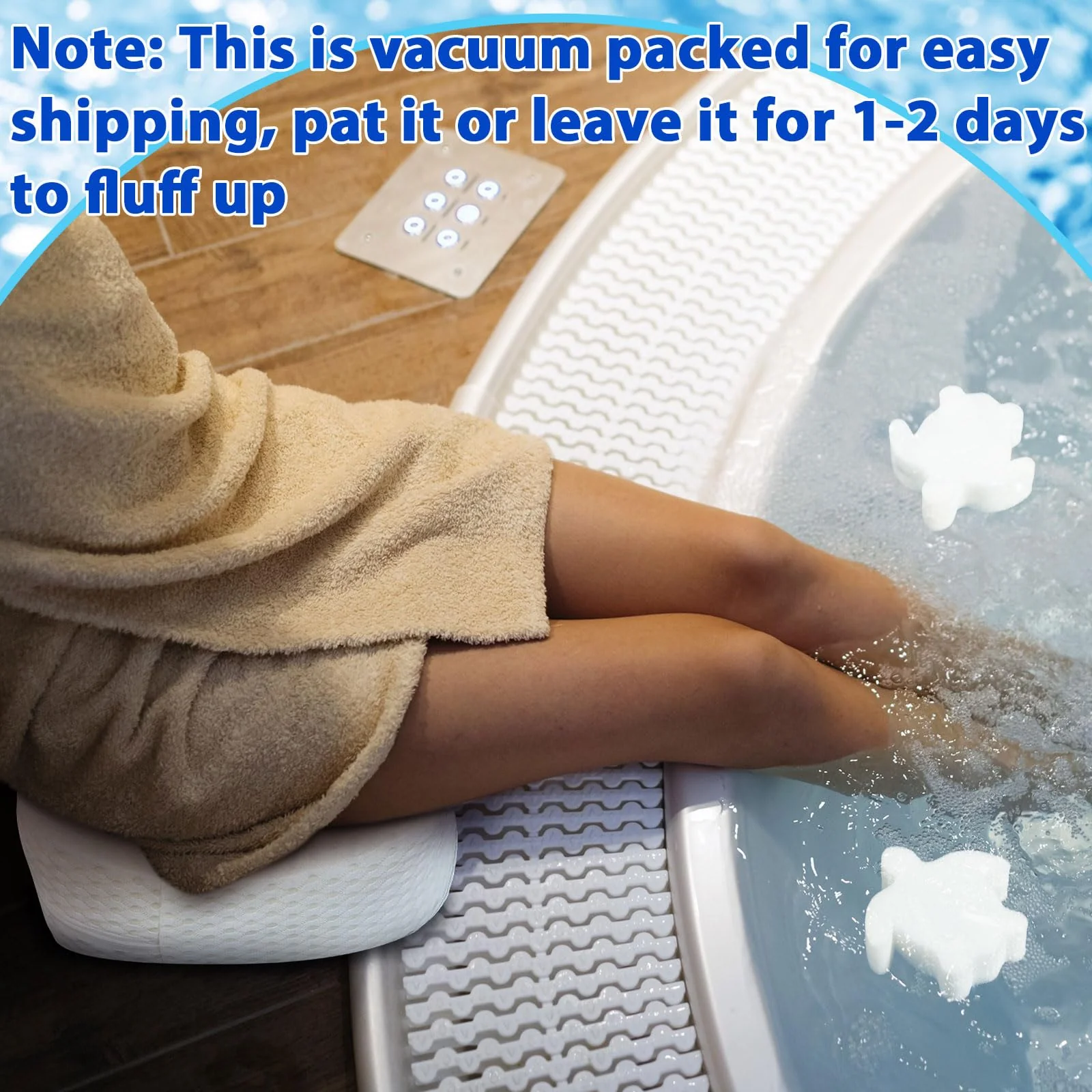 Tinideya 2 Pcs Hot Tub Booster Seat for Adults with Suction Cups and 4 Pcs Hot Tub Sponge Air Mesh Portable 15 x 12 x 5 Inch Seats Washable Inflatable Accessories for Spa Cushion(White) - Image 2
