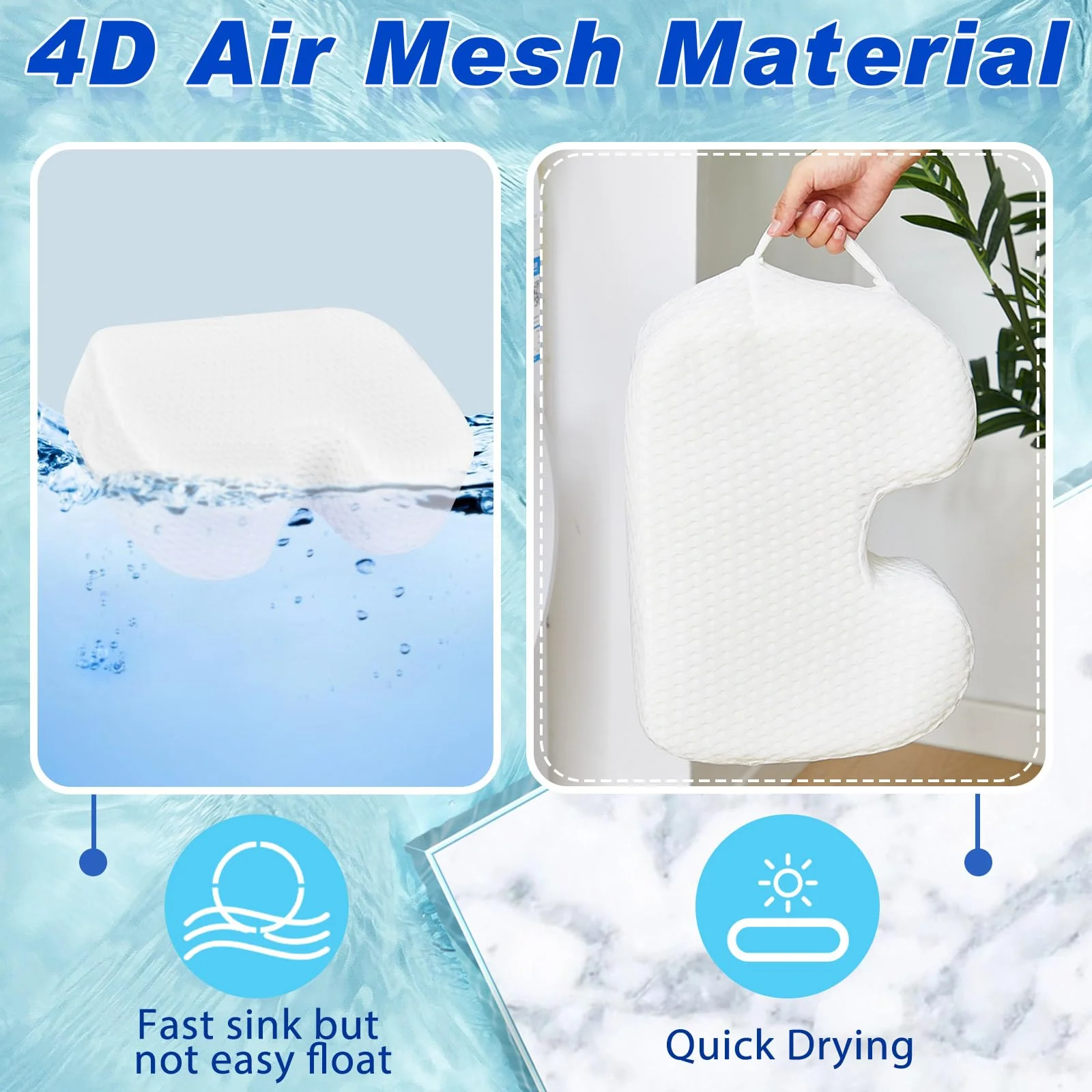 Tinideya 2 Pcs Hot Tub Booster Seat for Adults with Suction Cups and 4 Pcs Hot Tub Sponge Air Mesh Portable 15 x 12 x 5 Inch Seats Washable Inflatable Accessories for Spa Cushion(White) - Image 4