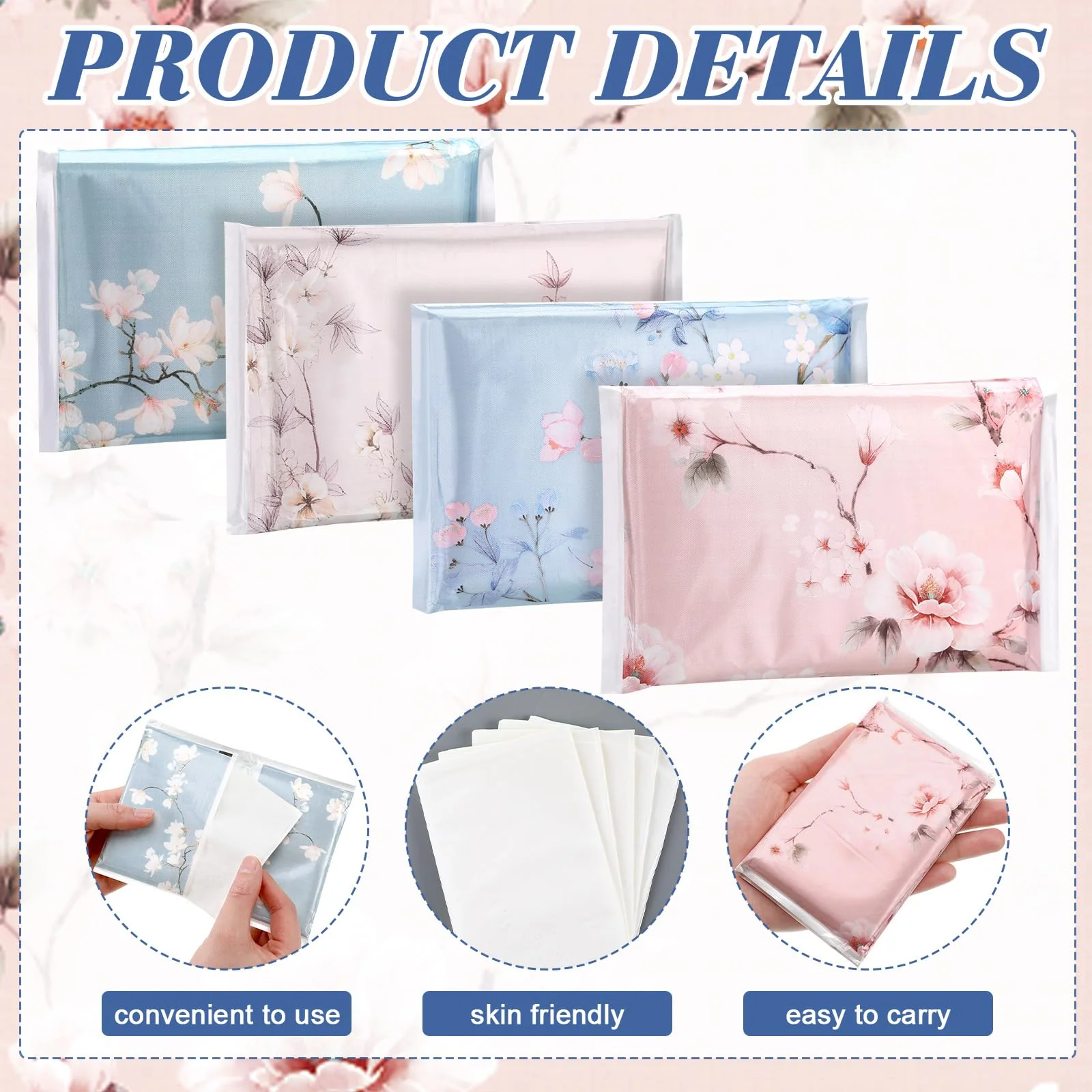Tinlade 24 Packs Travel Size Tissue Pocket Slim Pack Facial 3 Ply Wallet Size Pocket Tissues for Travel Wedding Party Favors, 10 Sheets Each, 4 Styles(Flower) - Image 5
