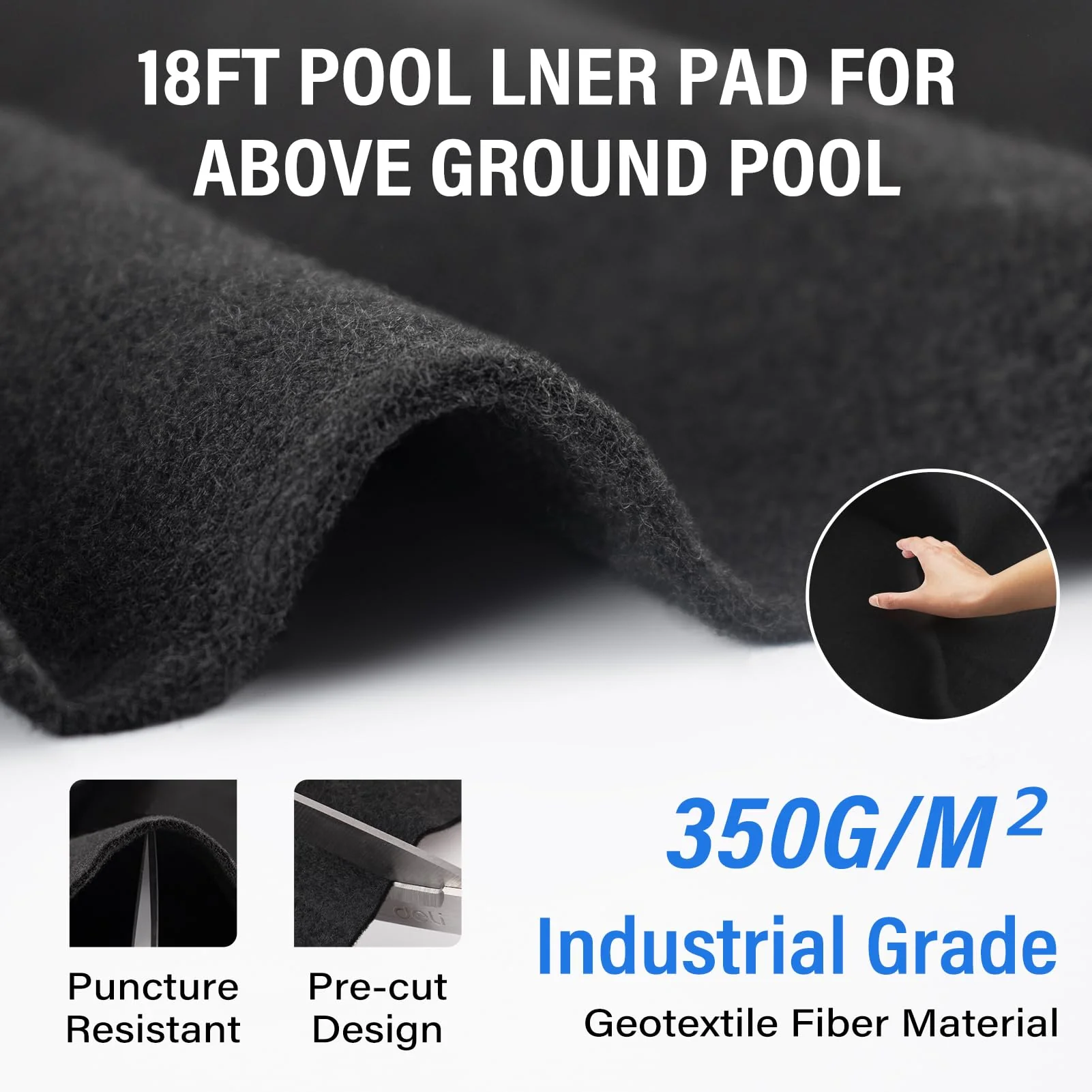 TIXANF 18FT Pool Liner Pad 350G/M² Thicker,Seamless Above Ground Pool Liner, Thicker Durable Geotextile Material, Pre-Cut Heavy Duty Round Pool Liner Pad, Puncture Protection,Extend Liner Life(Black) - Image 6