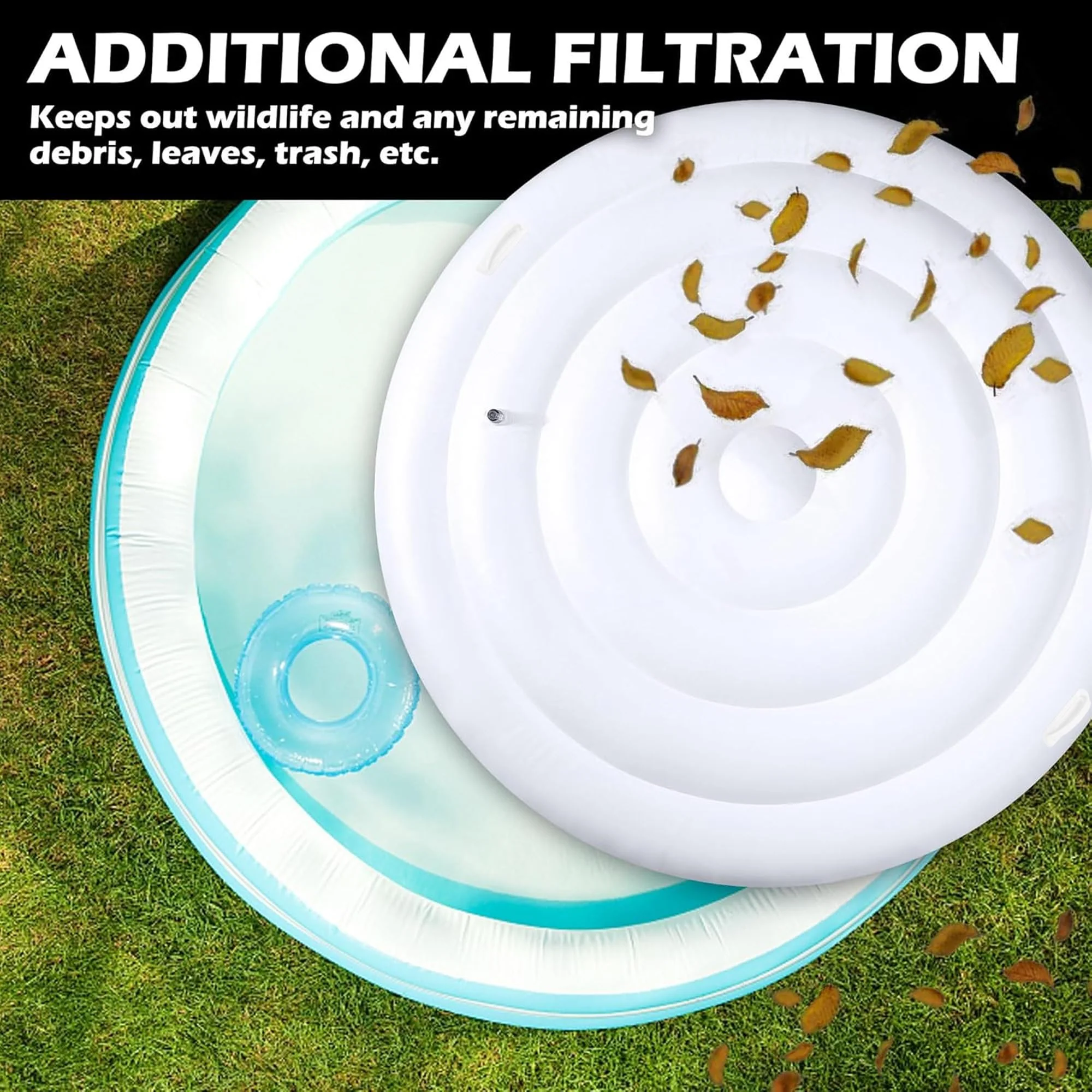 Tlswshsy 4.5 Ft Inflatable Hot Tub Cover- Energy Saving Lid for Round Hot Tub- Foldable Protective Rain Overflow Cover for Outdoor Inflatable Hot Tubs - Image 4