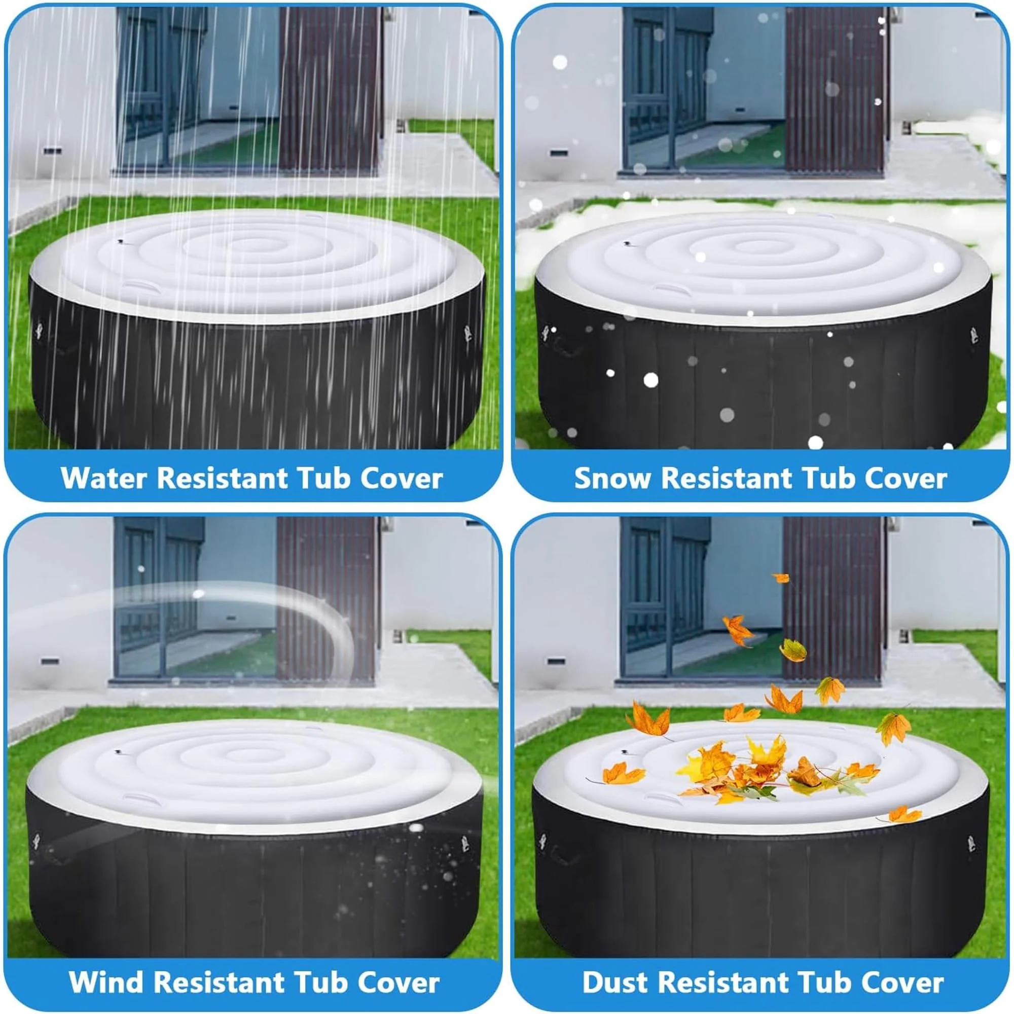 Tlswshsy 4.5 Ft Inflatable Hot Tub Cover- Energy Saving Lid for Round Hot Tub- Foldable Protective Rain Overflow Cover for Outdoor Inflatable Hot Tubs - Image 5
