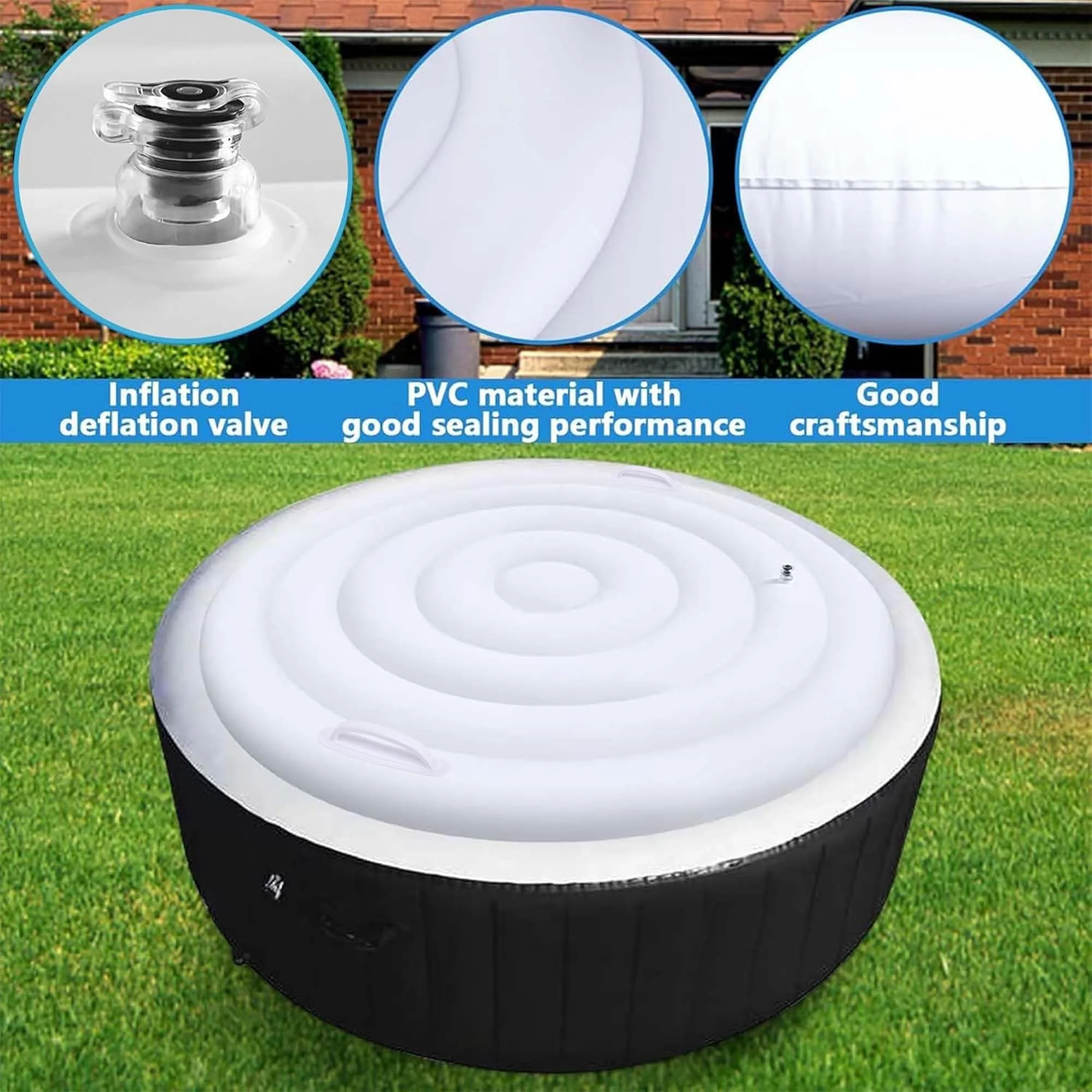 Tlswshsy 4.5 Ft Inflatable Hot Tub Cover- Energy Saving Lid for Round Hot Tub- Foldable Protective Rain Overflow Cover for Outdoor Inflatable Hot Tubs - Image 7