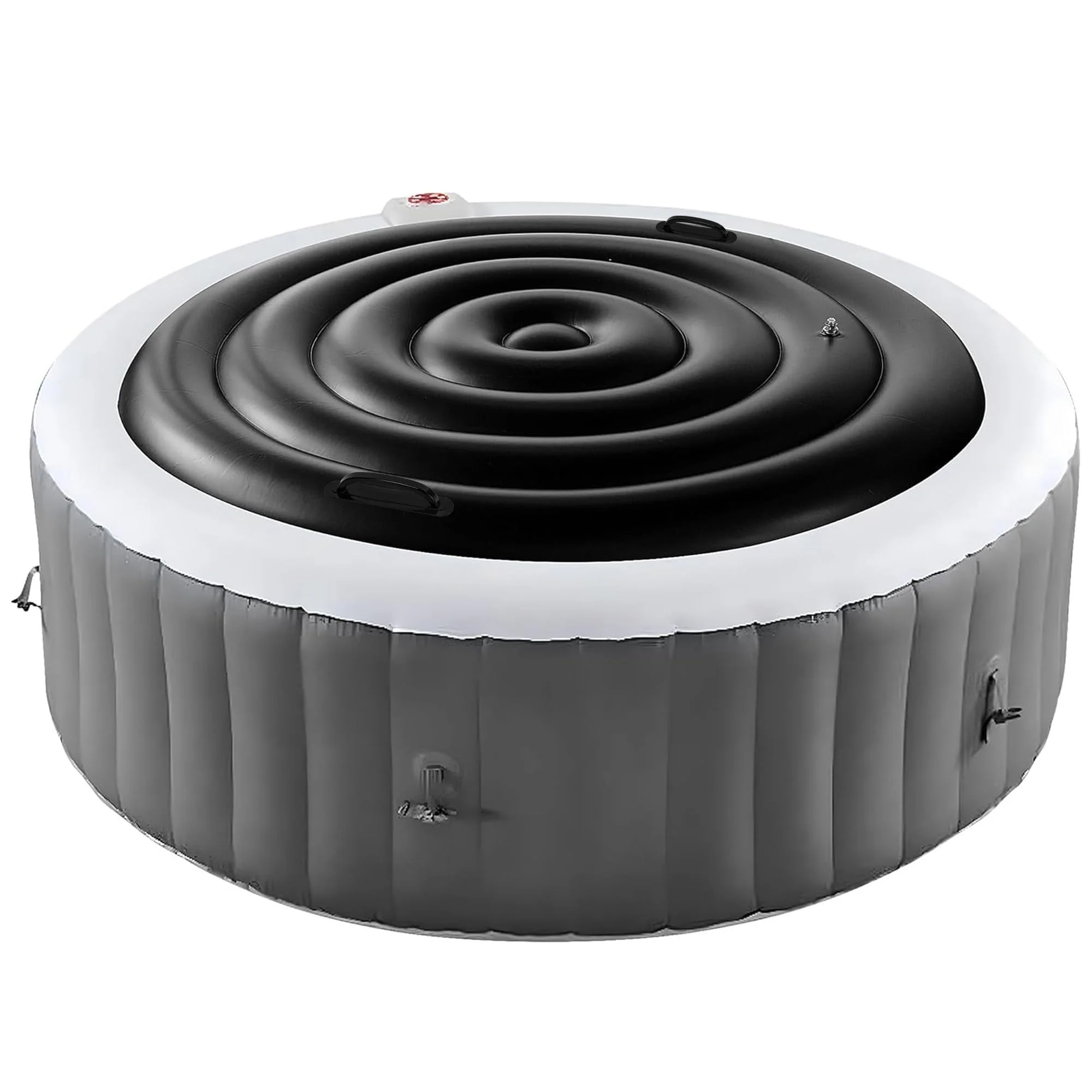 Tlswshsy 4.5 Ft Inflatable Hot Tub Cover- Energy Saving lid for Round Hot Tub- Foldable Protective Rain Overflow Cover for Outdoor Inflatable Hot Tubs (Black)
