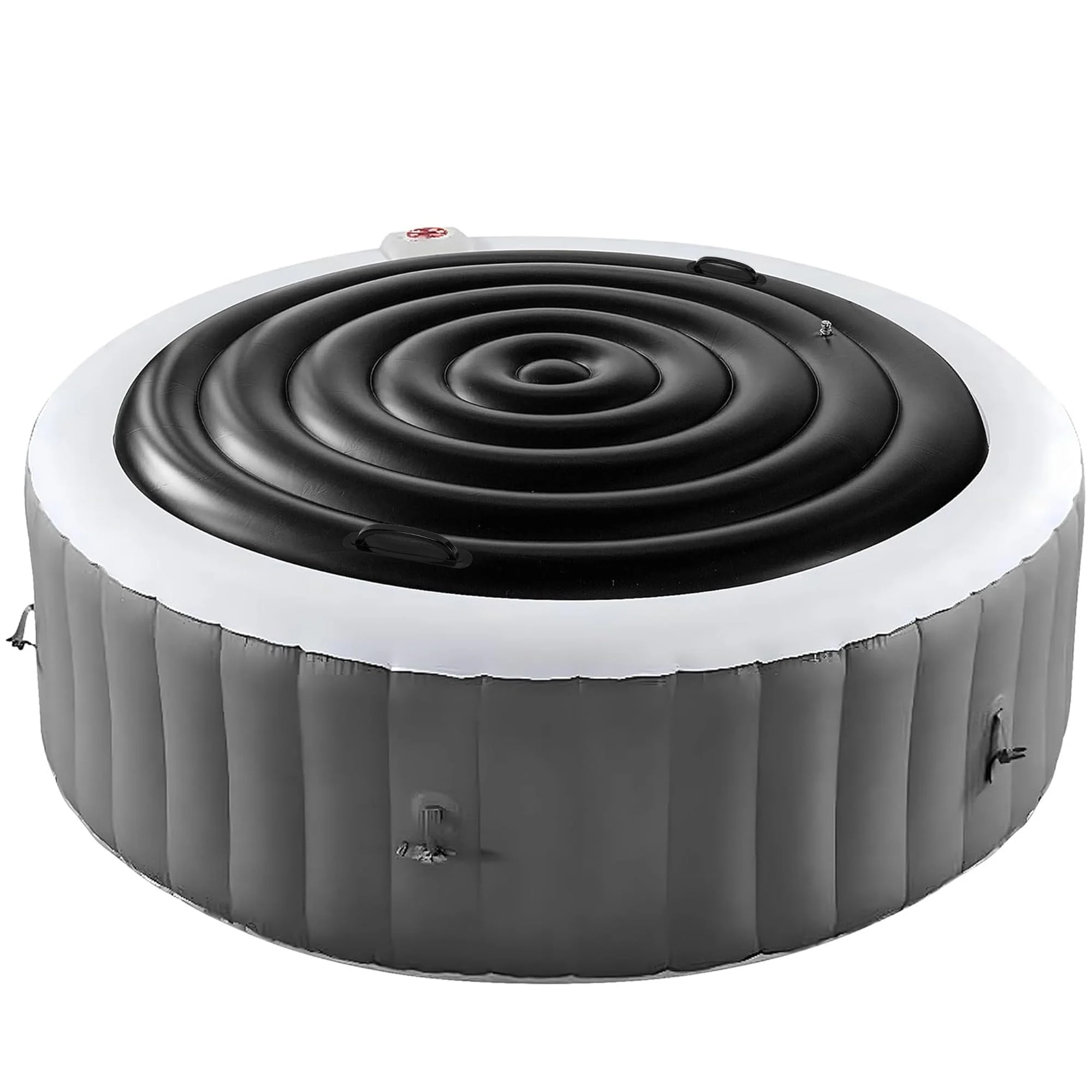 Tlswshsy 5.4 Ft Inflatable Hot Tub Cover- Energy Saving lid for Round Hot Tub- Foldable Protective Rain Overflow Cover for Outdoor Inflatable Hot Tubs (Black)