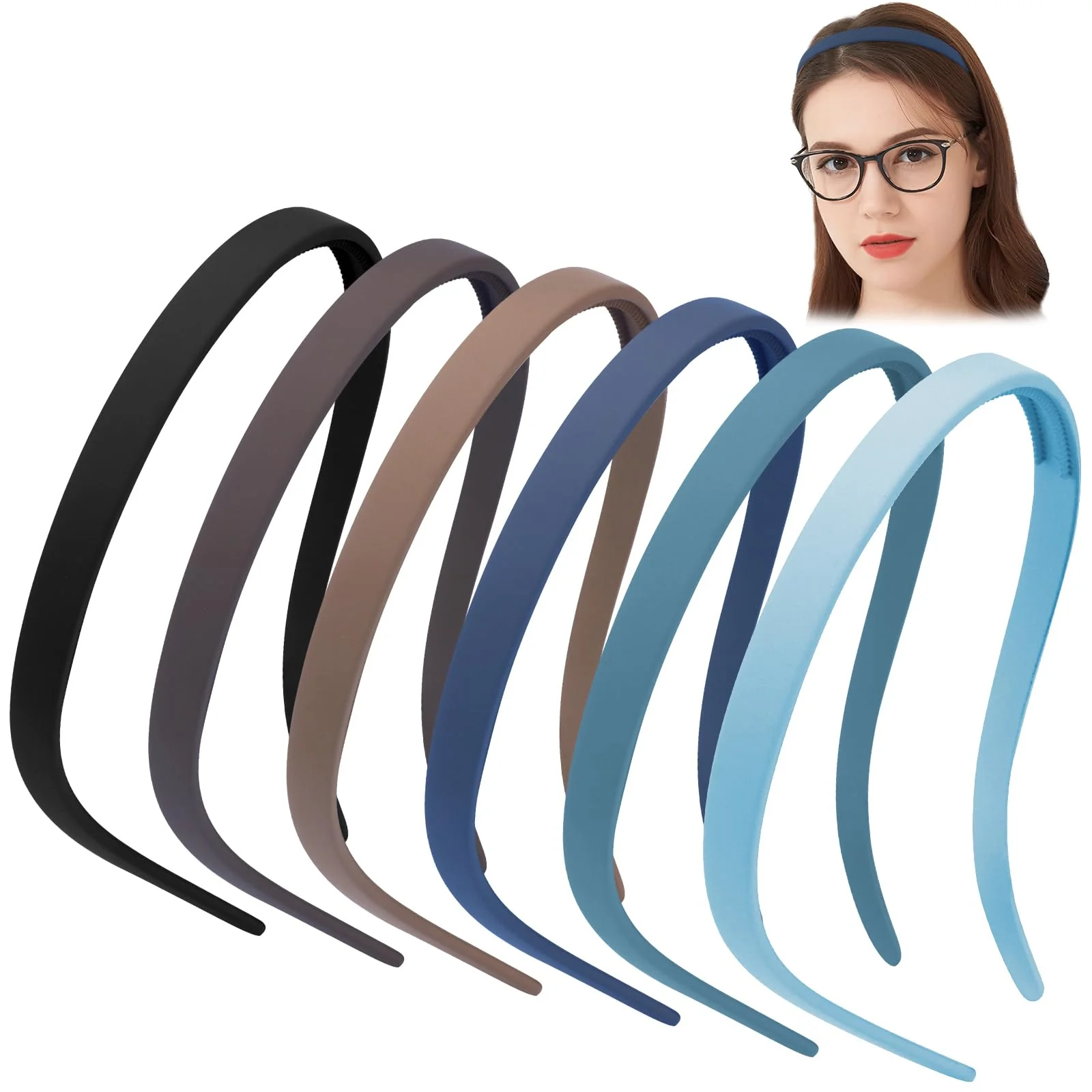 TOBATOBA Headbands for Glasses Wearers No Pressure No Headache Hairbands Square Sunglasses Headband for Women Comfortable Head bands for Girls Non Slip with Teeth 6Pcs - Image 2