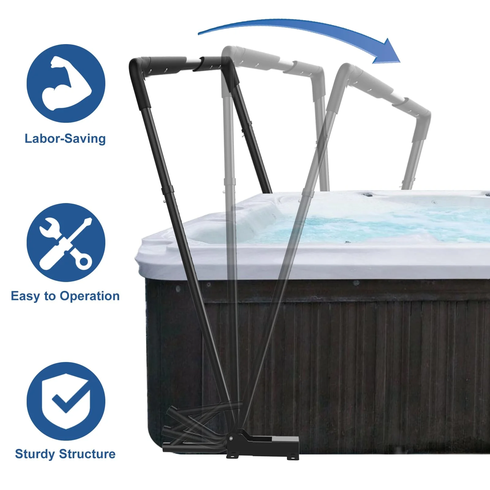 TOCRETOARE Hot Tub Cover Lifter, Spa Cover Lift, Hot Tub Cover Lift Removal System Height 31-41 Inch Adjustable, Fit for Most Spa Hot Tubs - Image 7