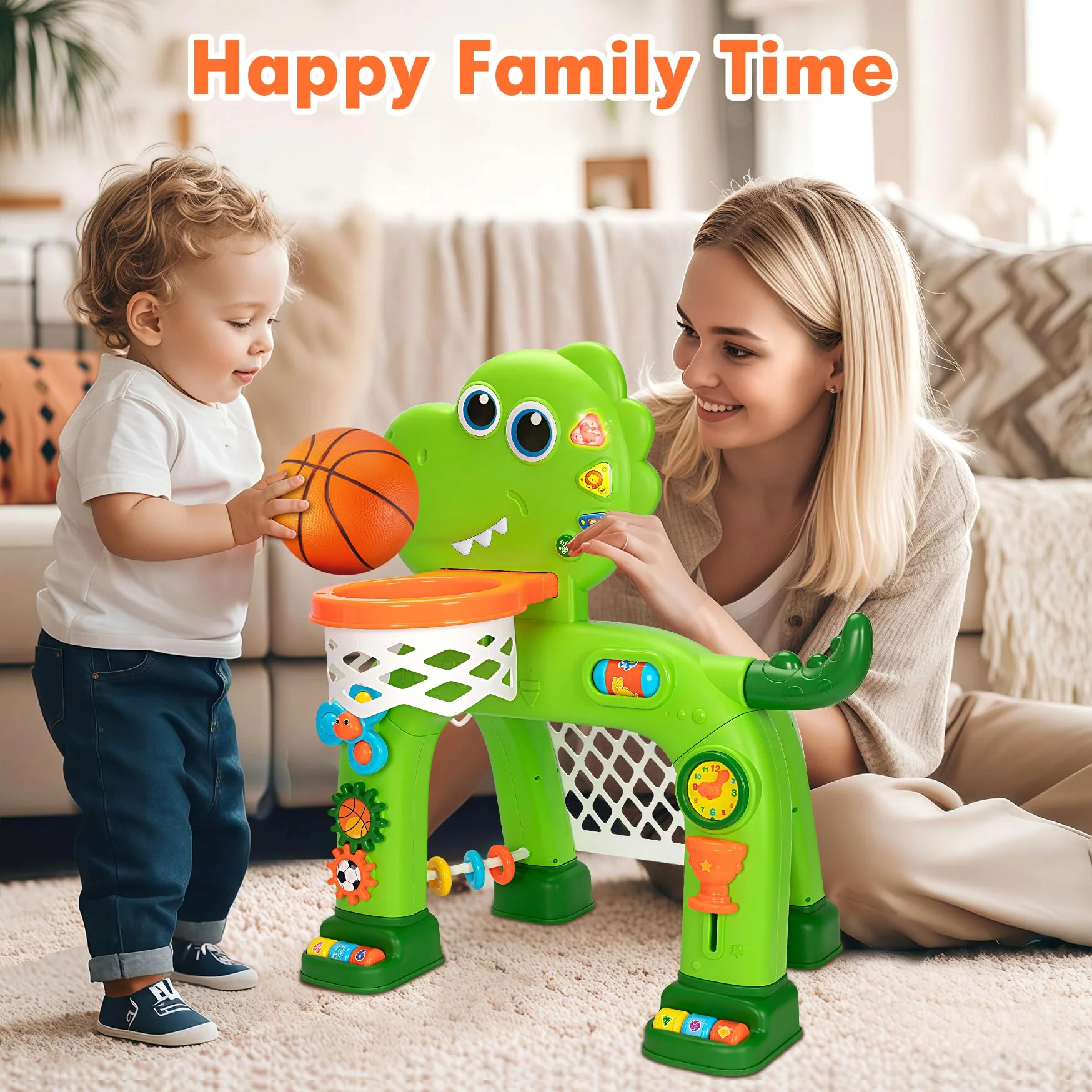 Toddler Basketball Hoop & Soccer Goal, Baby Toys for 1 2 3 Year Old Boys Girls, Kids Sports Toy with Light Sound Music, Dinosaur Toys for 12-16-18 Months, Christmas Birthday Gifts for Ages 1-3 - Image 3