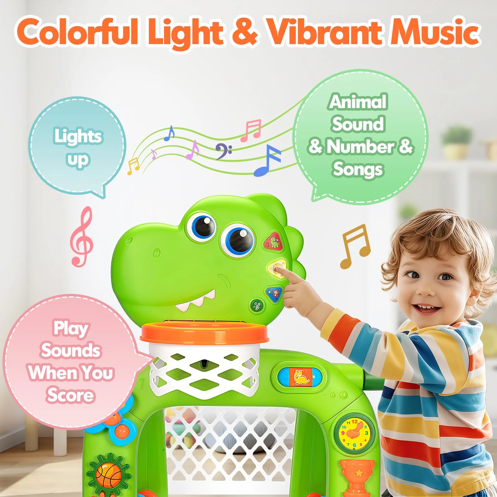 Toddler Basketball Hoop & Soccer Goal, Baby Toys for 1 2 3 Year Old Boys Girls, Kids Sports Toy with Light Sound Music, Dinosaur Toys for 12-16-18 Months, Christmas Birthday Gifts for Ages 1-3 - Image 5