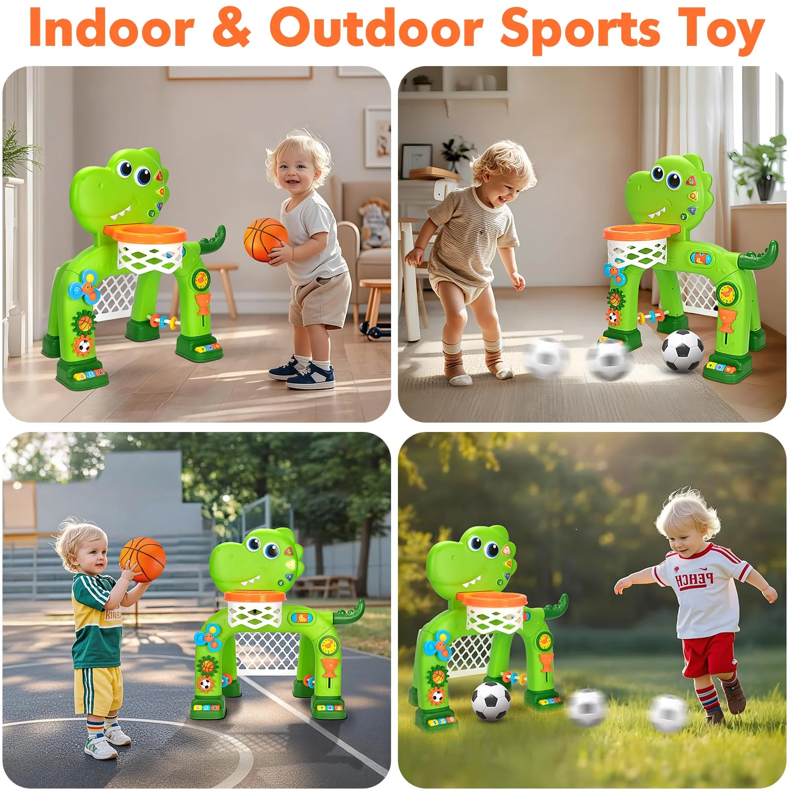 Toddler Basketball Hoop & Soccer Goal, Baby Toys for 1 2 3 Year Old Boys Girls, Kids Sports Toy with Light Sound Music, Dinosaur Toys for 12-16-18 Months, Christmas Birthday Gifts for Ages 1-3 - Image 7
