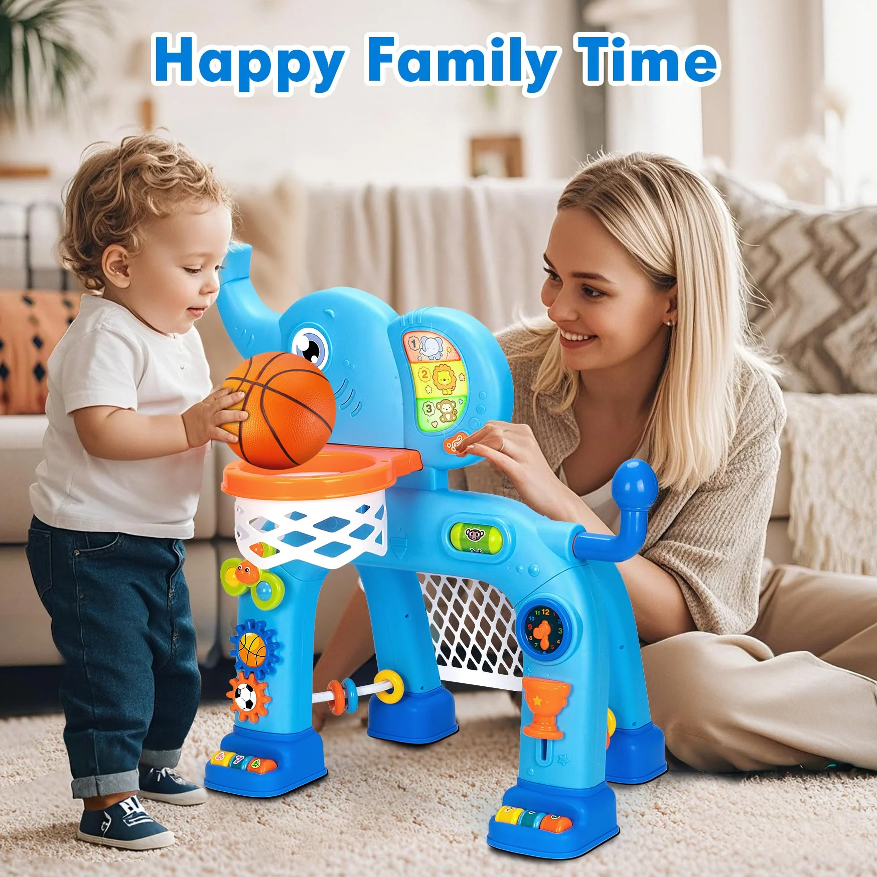 Toddler Basketball Hoop & Soccer Goal, Toys for 1 2 3 Year Old Boys Girls, Kids Sports Toy with Light Sound Music, Montessori Toys for Baby 12-18 Months, Christmas Birthday Gifts for Ages 1-3(Blue） - Image 3