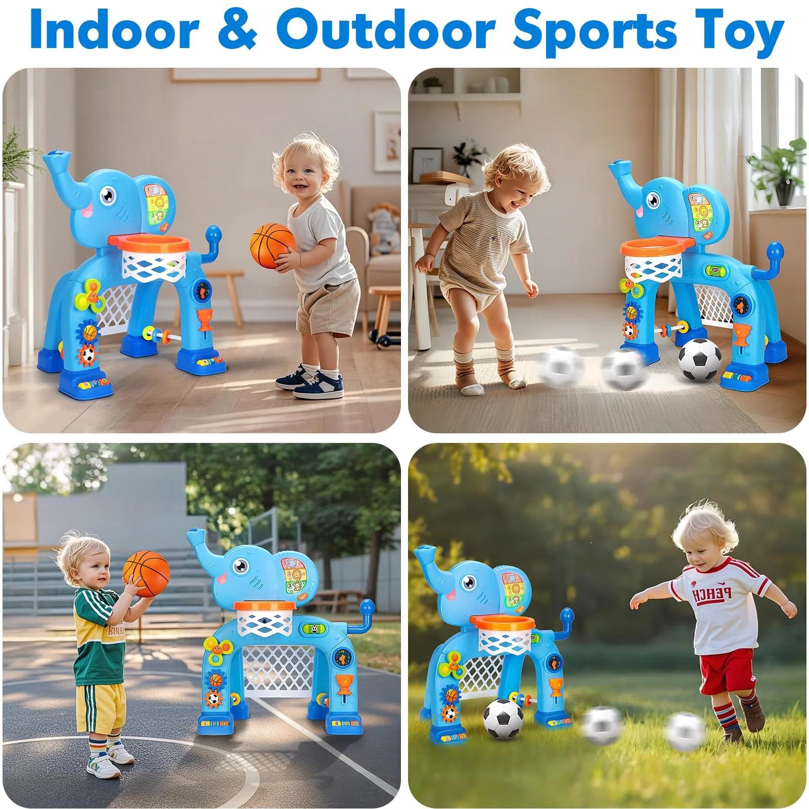 Toddler Basketball Hoop & Soccer Goal, Toys for 1 2 3 Year Old Boys Girls, Kids Sports Toy with Light Sound Music, Montessori Toys for Baby 12-18 Months, Christmas Birthday Gifts for Ages 1-3(Blue） - Image 7
