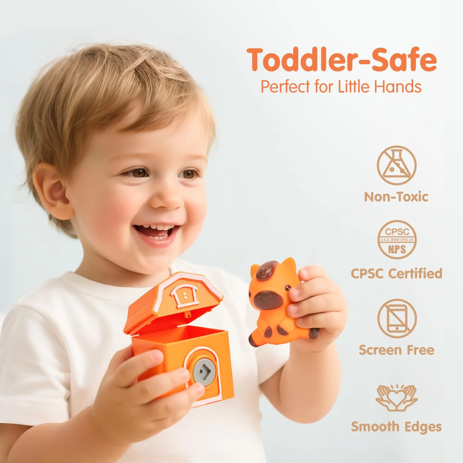 Toddler Learning Toys for 2 3 Year Old Boy Girl - Counting Matching & Sorting Activity Montessori Train Set with Farm Animals, Finger Puppets, Keys to Lock and Unlock Barns, Christmas Birthday Gift - Image 4