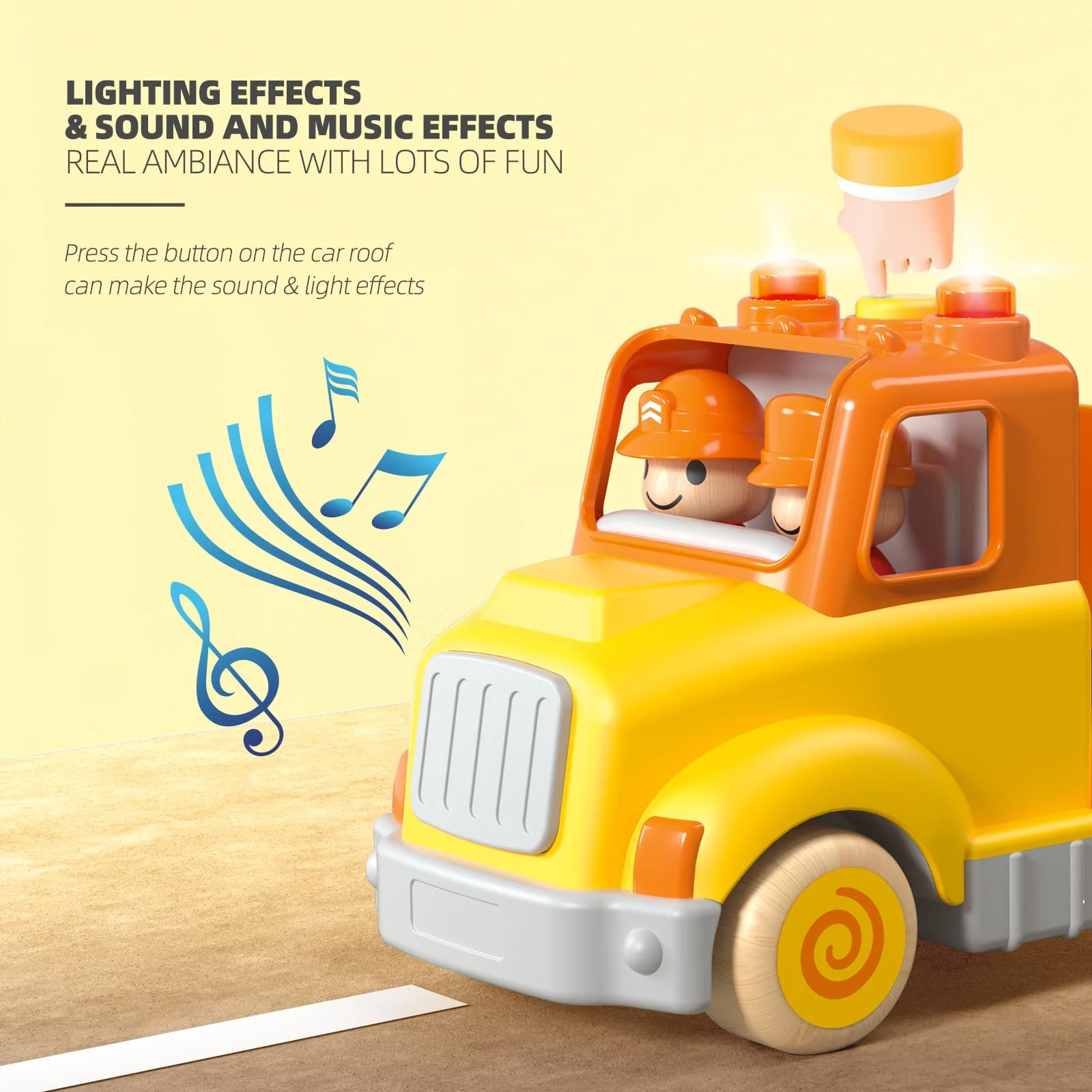 Toddler Toys for 2 3 4 5 Years Old Kids, Transport Car Carrier Truck Toy with 6 Wooden Vehicle, 30in Foldable Track Trailer with Light & Sound Effects, Best Gift Choice for Christmas, Birthday - Image 11