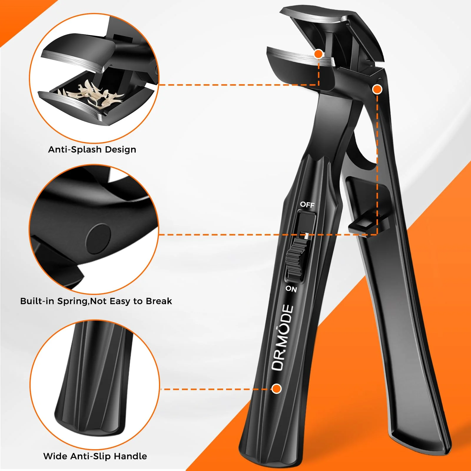Toenail Clippers for Seniors Thick Toenails, Upgrade Angled Head Large Toe Nail Clippers for Men with Wide Jaw Opening, Sharp Heavy Duty Fingernail Clipper Cutter with Catcher Long Handle -Black - Image 4