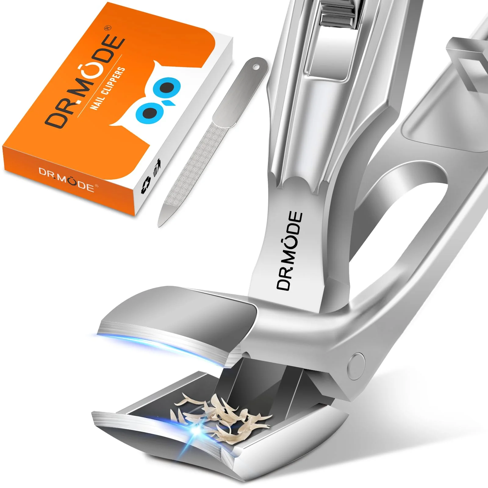 Toenail Clippers for Seniors Thick Toenails, Upgrade Angled Head Large Toe Nail Clippers for Men with Wide Jaw Opening, Sharp Heavy Duty Fingernail Clipper Cutter with Catcher Long Handle - Silver - Image 2