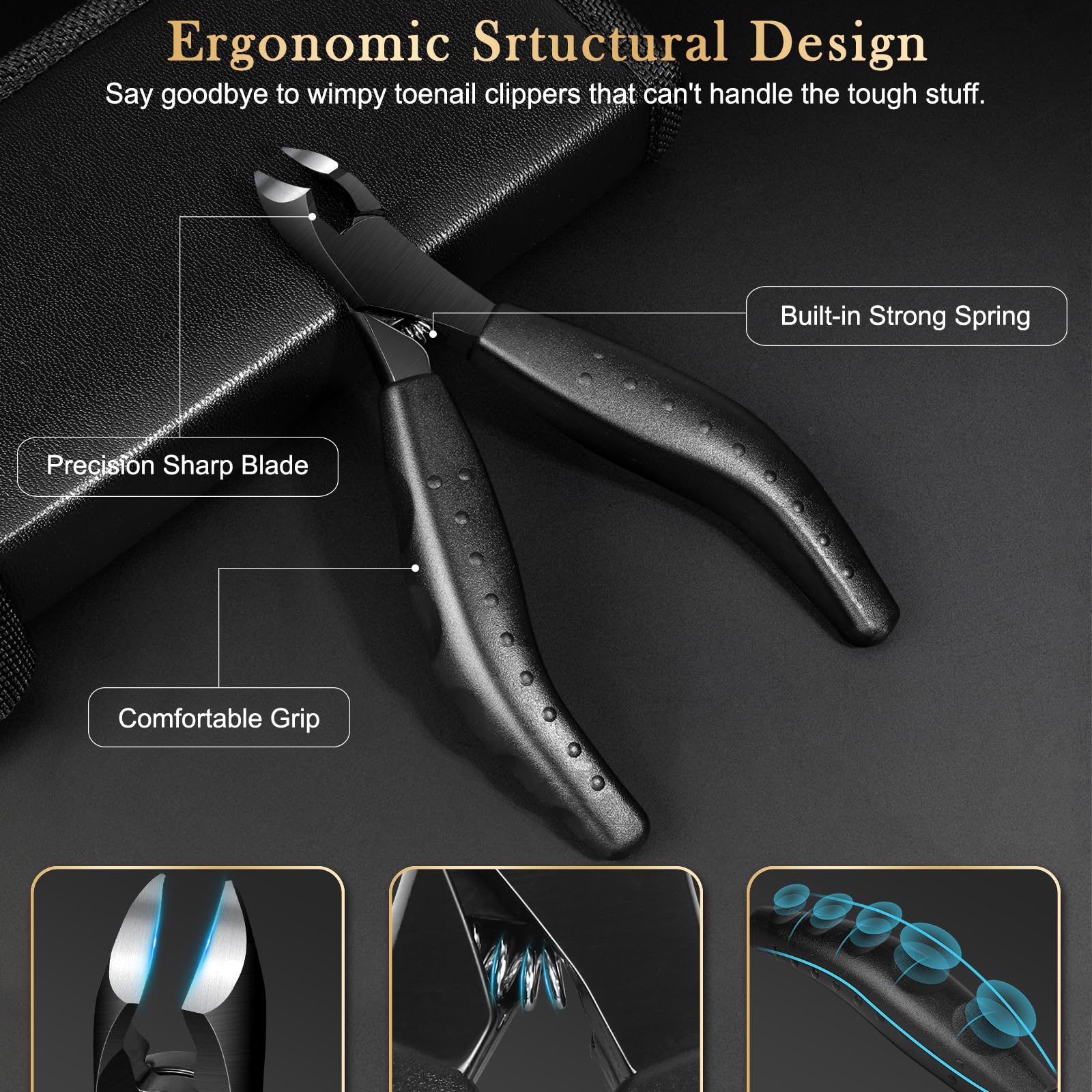 Toenail Clippers for Thick & Ingrown Nails, Professional Nail Clipper Set with Pedicure Tool, Super Sharp Fingernail Cutter with Catcher, Podiatrist Toe Nail Clippers Kit for Seniors, Men & Women - Image 2