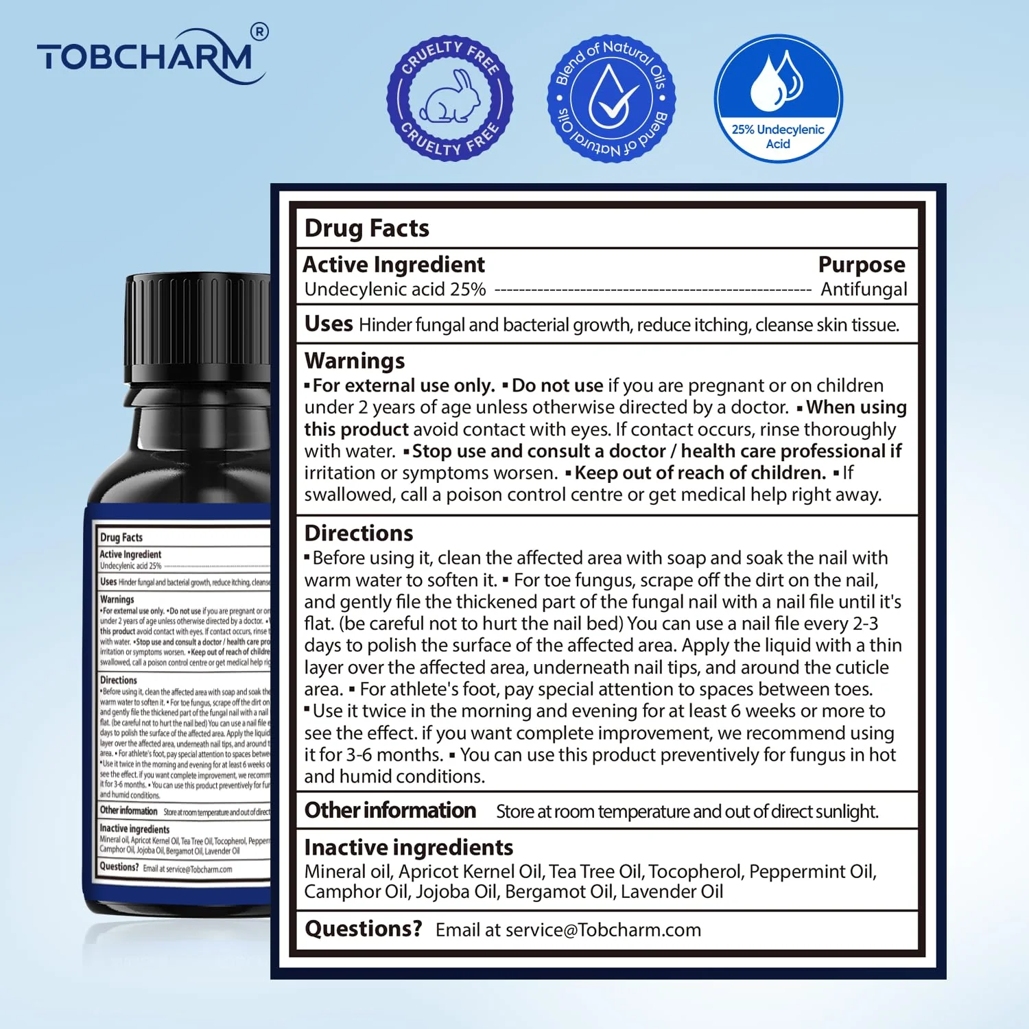 Toenail Fungus Treatment with 25% Undecylenic Acid, Toe Fungus Treatment for Toenail, Fungus Nail Treatment, Toenail Fungus Treatment Extra Strength, Fungal Nail Treatment for Athletes Foot - 2pcs - Image 3