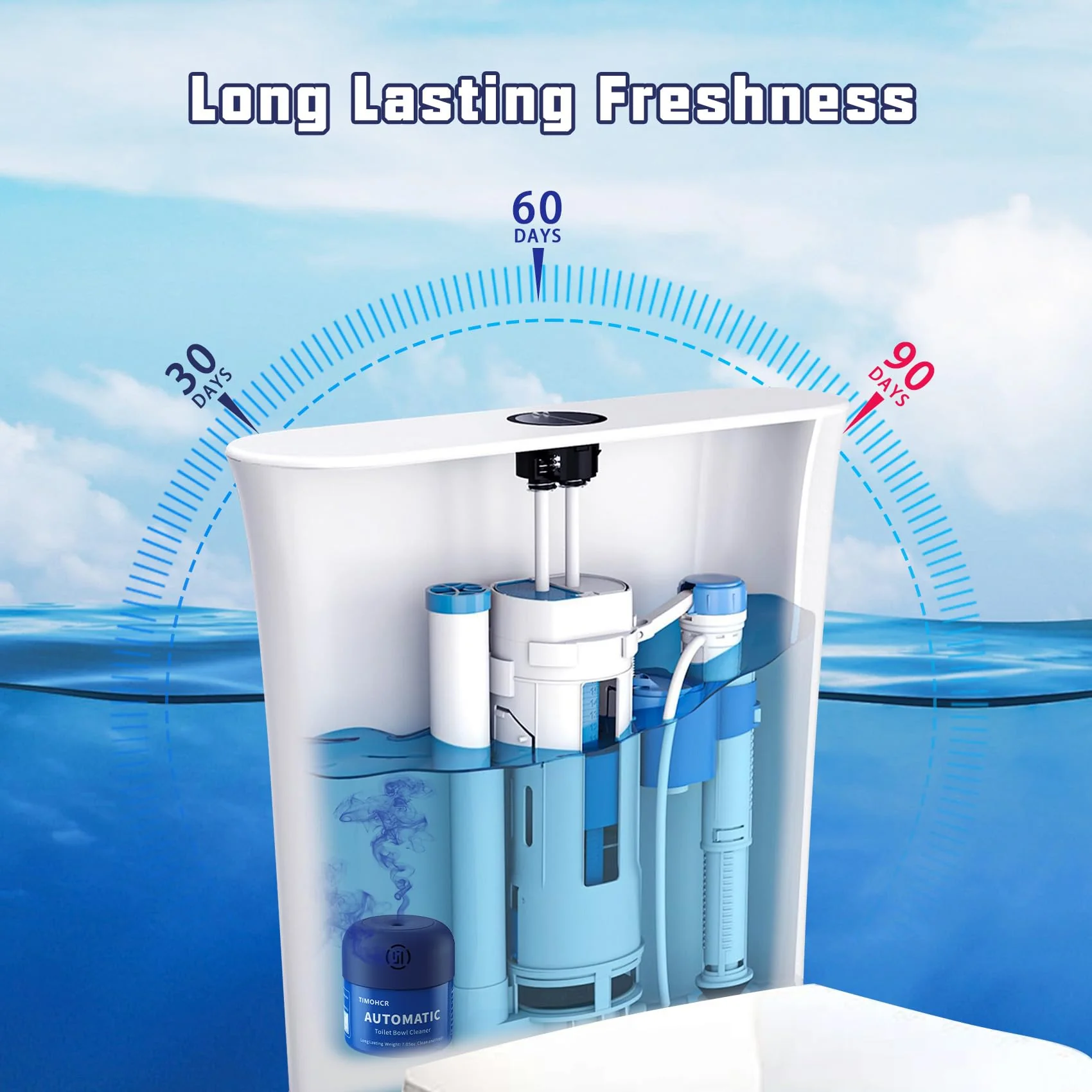 Toilet Bowl Cleaner, Automatic Long Lasting Continuous Toilet Bowl Cleaners, Bathroom Cleaner Prevent Stain Build Up Deep Clean,3 Bottles Septic Safe Toilet Bowl Tablets in Bottle Eucalyptus Scent - Image 6