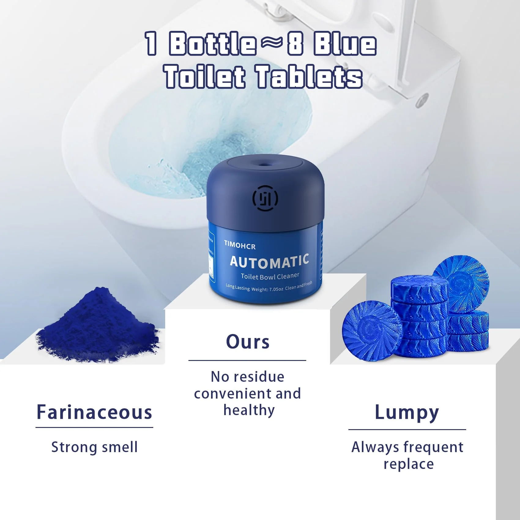 Toilet Bowl Cleaner, Automatic Long Lasting Continuous Toilet Bowl Cleaners, Bathroom Cleaner Prevent Stain Build Up Deep Clean,3 Bottles Septic Safe Toilet Bowl Tablets in Bottle Eucalyptus Scent - Image 7