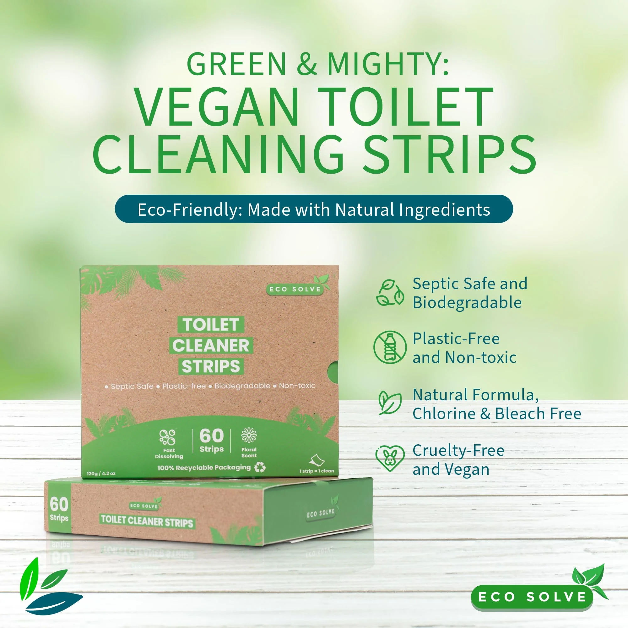 Toilet Bowl Cleaner Strips, Eco-friendly, Non-toxic, Septic Safe, Removes Odors & Stains, Plastic-free, Natural Toilet Bowl Cleaner for Quick and Easy Cleaning, Toilet Fresheners (180 count) - Image 3