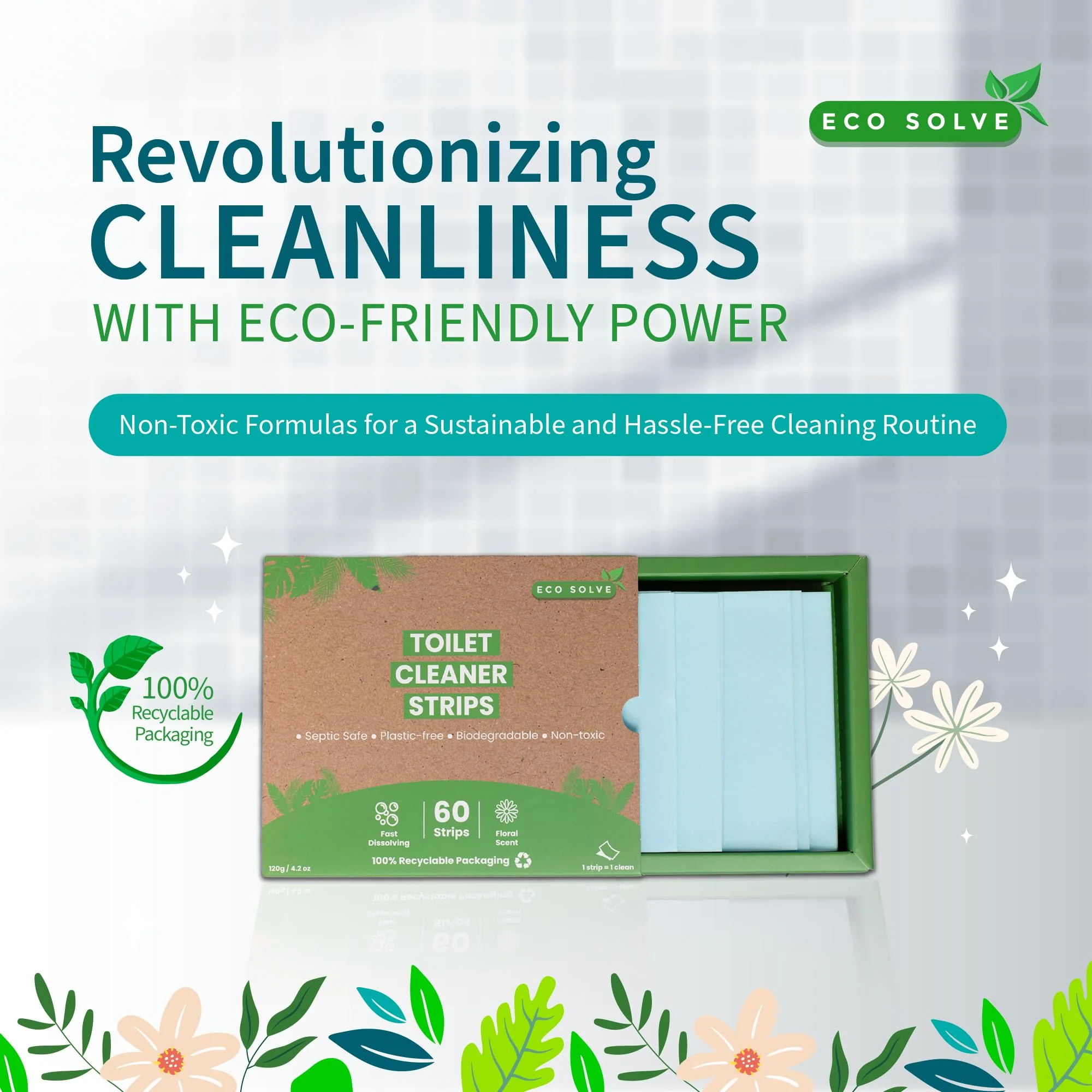 Toilet Bowl Cleaner Strips, Eco-friendly, Non-toxic, Septic Safe, Removes Odors & Stains, Plastic-free, Natural Toilet Bowl Cleaner for Quick and Easy Cleaning, Toilet Fresheners (180 count) - Image 4