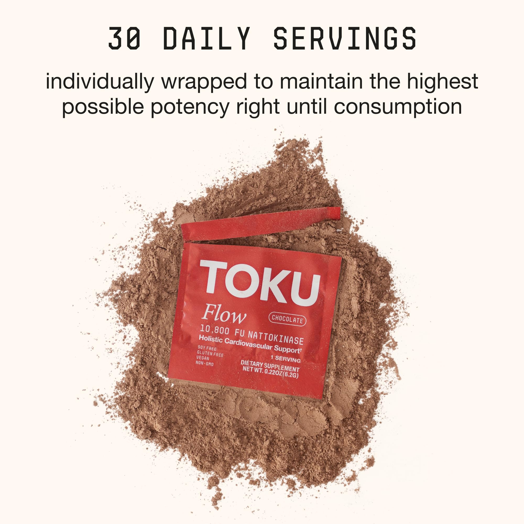 Toku Nattokinase 10,800 FU Supplement with Vitamin K2 MK7 & Oat Beta Glucan, Daily Circulation Support Powder, Plant-Based Drink Mix, Soy-Free, 30 Single-Serve Packets - Image 4