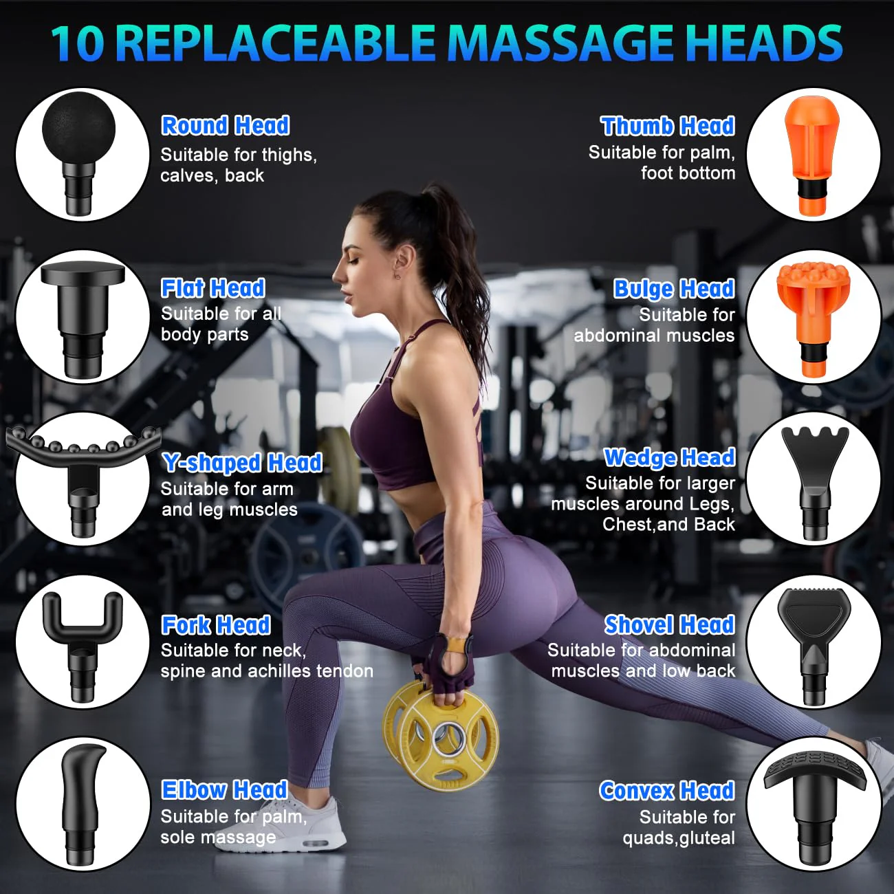 TOLOCO Massage Gun, Deep Tissue Back Massage for Athletes for Pain Relief, Percussion Massager with 10 Massages Heads & Silent Brushless Motor, Mothers Day Gifts, Black - Image 5