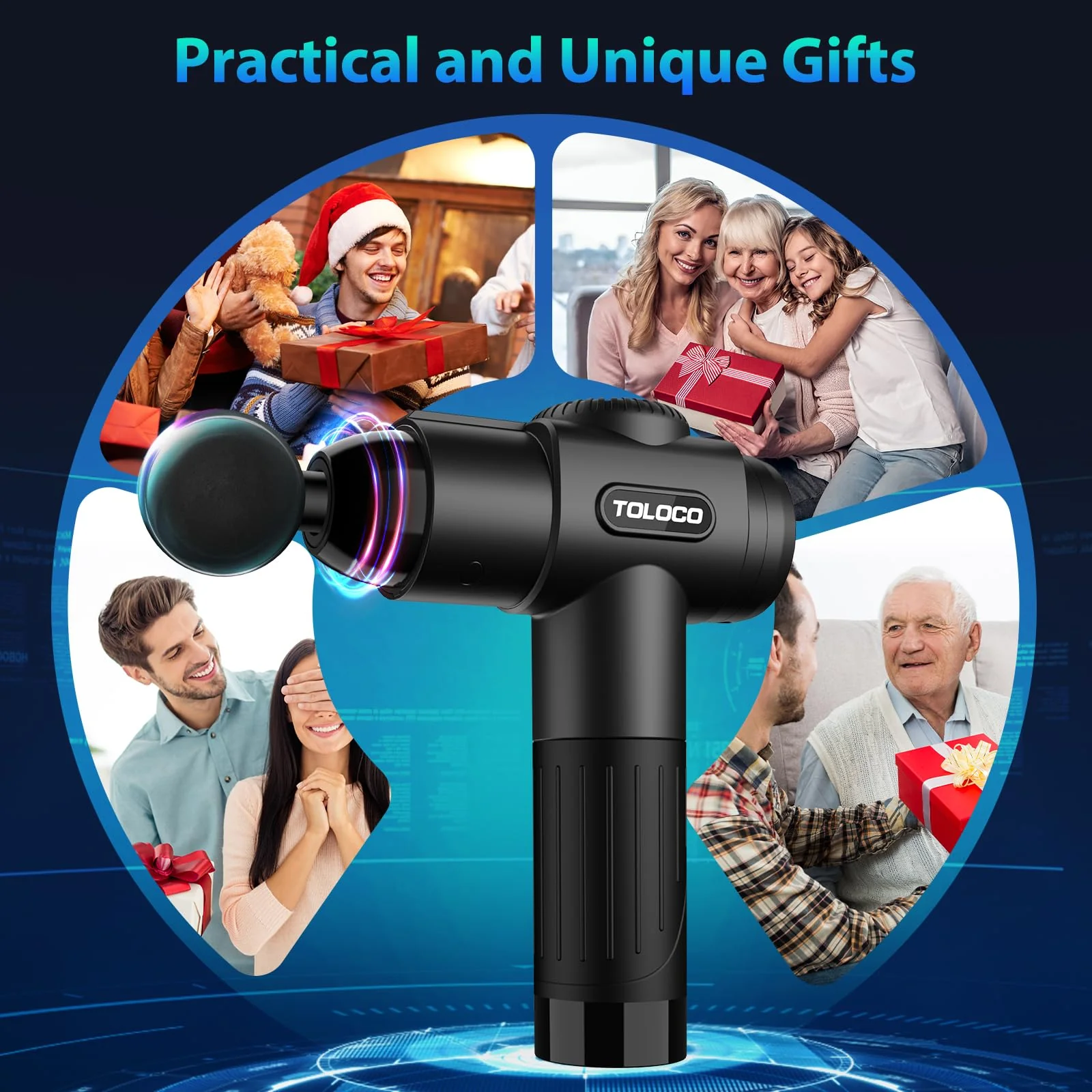 TOLOCO Massage Gun, Deep Tissue Back Massage for Athletes for Pain Relief, Percussion Massager with 10 Massages Heads & Silent Brushless Motor, Mothers Day Gifts, Black - Image 8