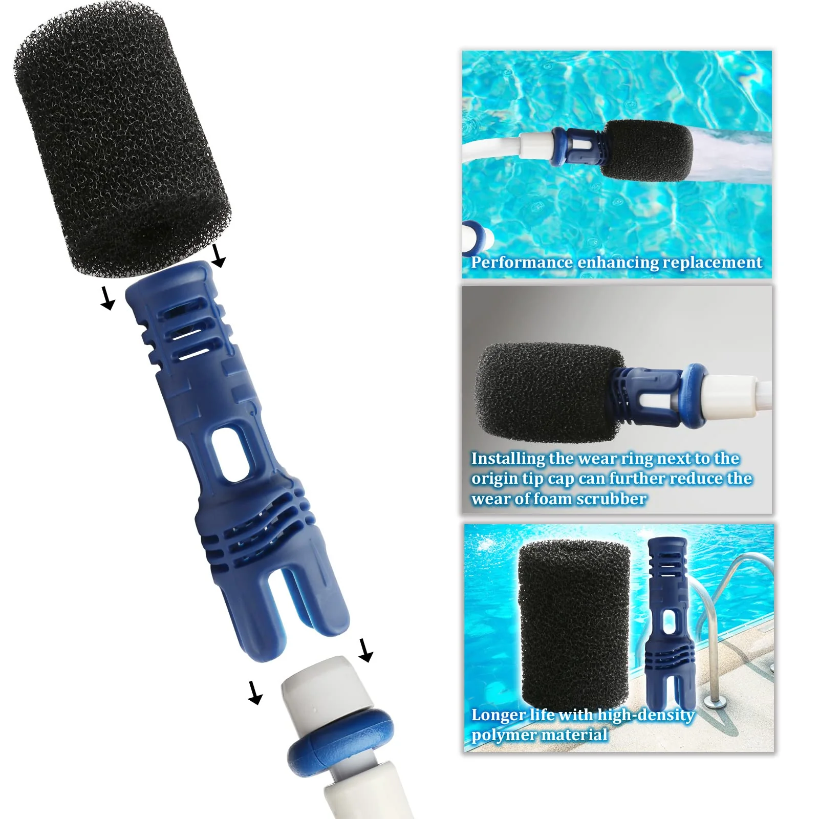 TOMLEND Tail Sweep Pro with Scrubber, Tail Sweep Pro TSP10S Replacement for Polaris 280, 380, 360, 3900 Sport, 180, 1 Tail Sweep Pro with 6 Foam Scrubber for Polaris Pool Cleaner Parts - Image 3